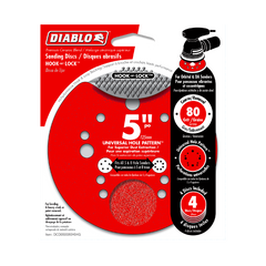 Diablo DCD050080H04G 5" 80-Grit Hook & Lock™ ROS Sanding Discs (4-Pack)