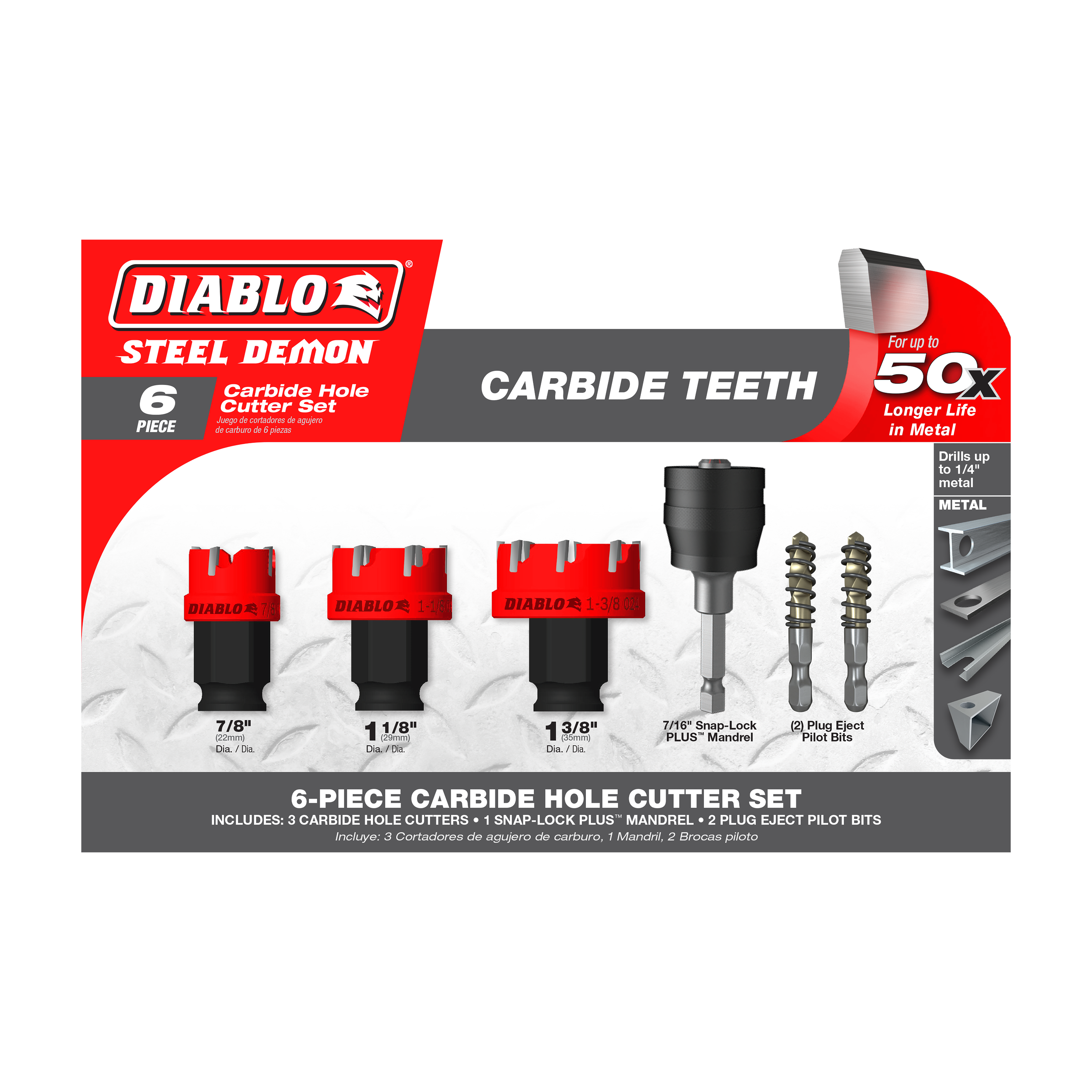 Diablo DHS06CFS 6 pc Steel Demon™ Carbide Teeth Hole Cutter Set (6-Pieces)