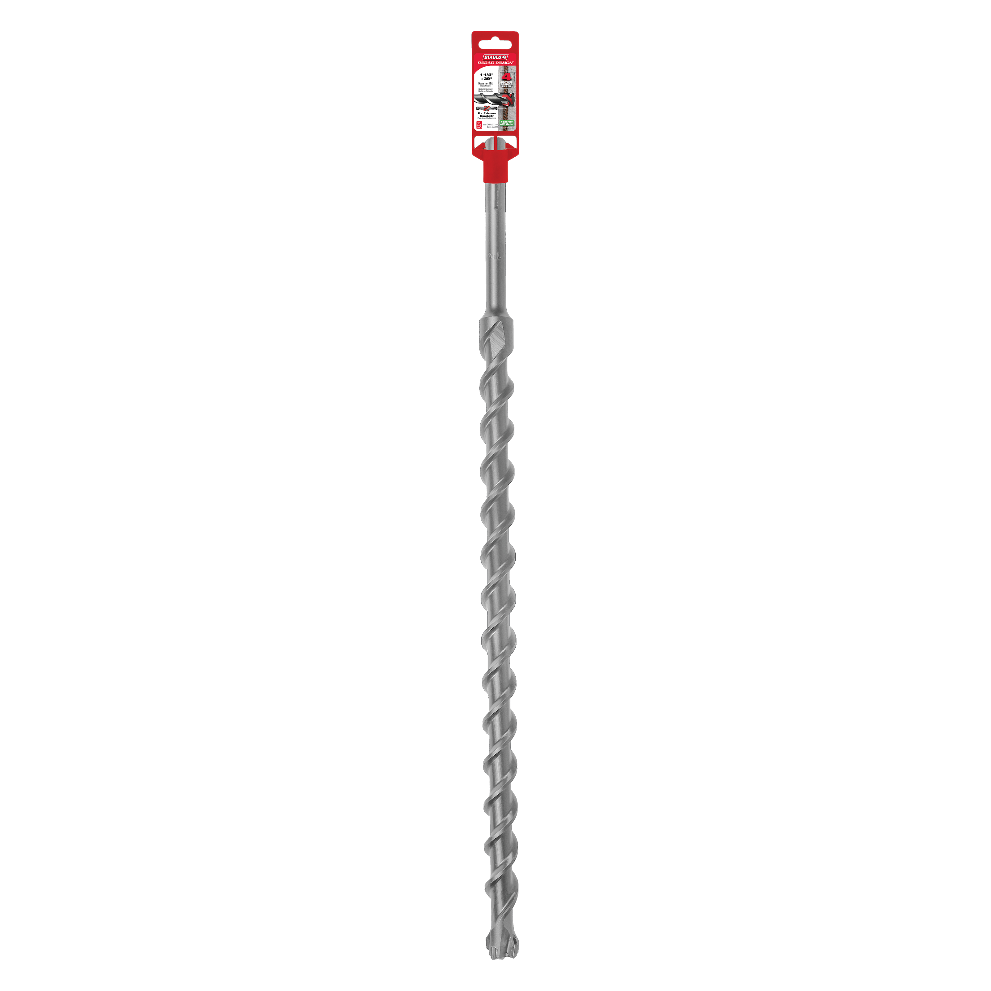 Diablo DMAMX1310 1-1/4" x 24" x 29" Rebar Demon™ SDS-Max 4-Cutter Full Carbide Head Hammer Drill Bit