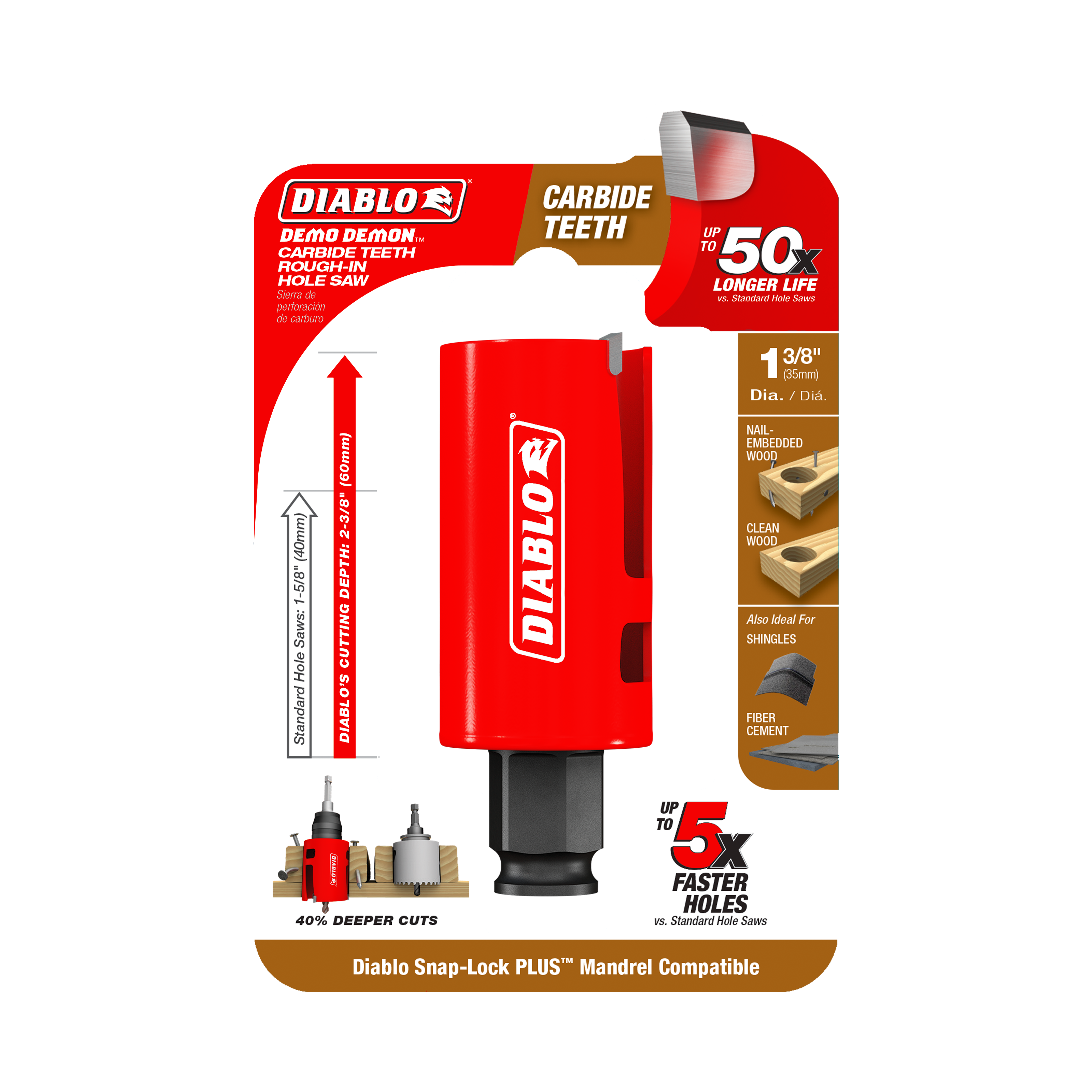 Diablo DHS1375CTR Diablo 1-3/8" Demo Demon® Carbide Teeth Rough-In Hole Saw