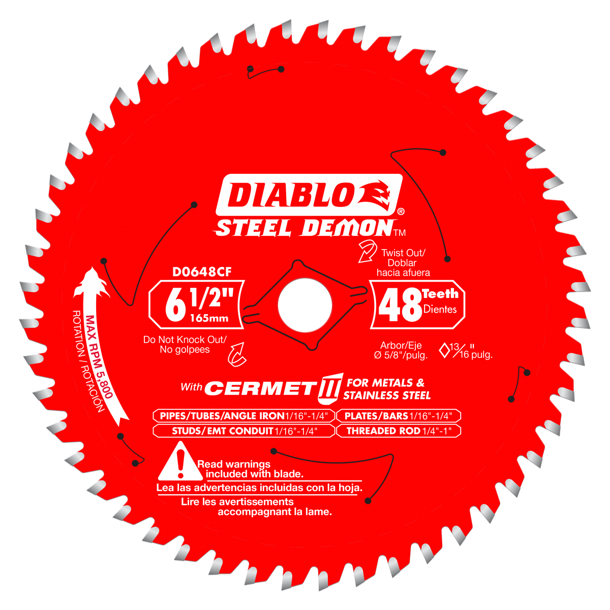 Diablo D0648CFX 6-1/2" x 48 Teeth Steel Demon™ Cermet II Saw Blade for Metals and Stainless Steel