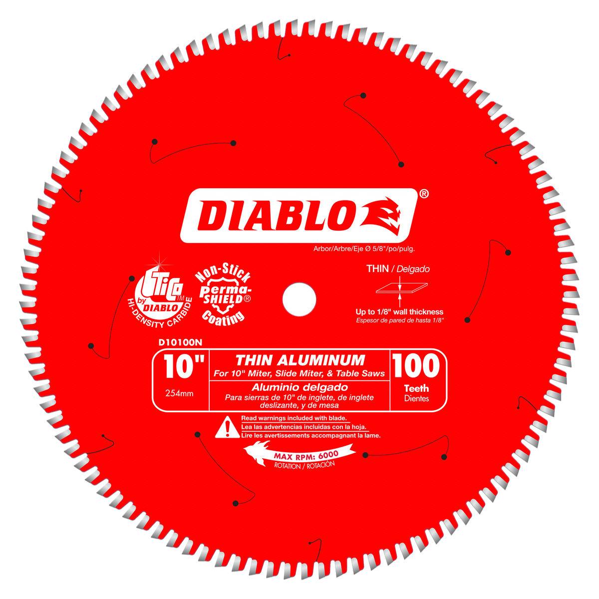 Diablo D10100N 10" x 100-Teeth Saw Blade for Thin Aluminum