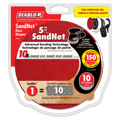 Diablo DND050150H10I 5" 150-Grit SandNET™ Sanding Discs with Connection Pad (10-Pack)