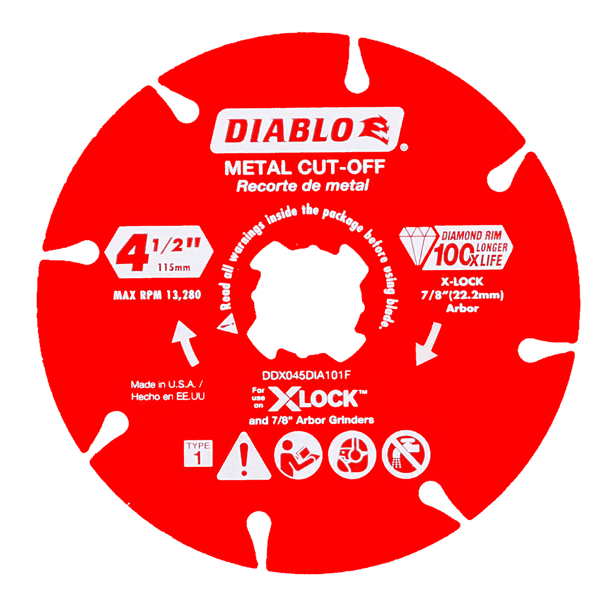 Diablo DDX045DIA101F 4-1/2" X-LOCK Diamond Metal Cut-Off Disc