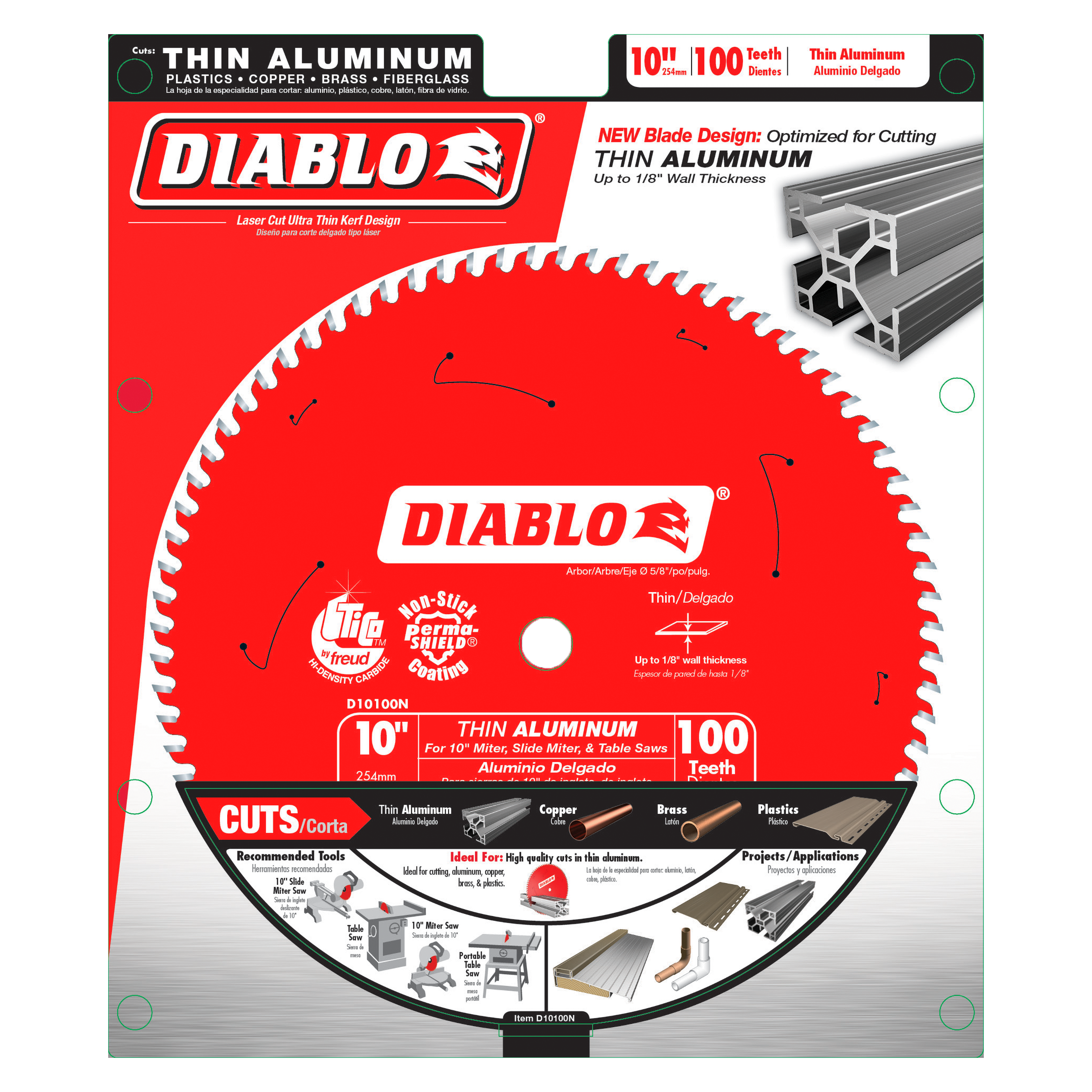 Diablo D10100N 10" x 100-Teeth Saw Blade for Thin Aluminum