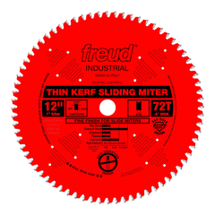 Freud LU91R012: 12" x 72 Tooth Thin Kerf Sliding Compound Miter Saw Blade