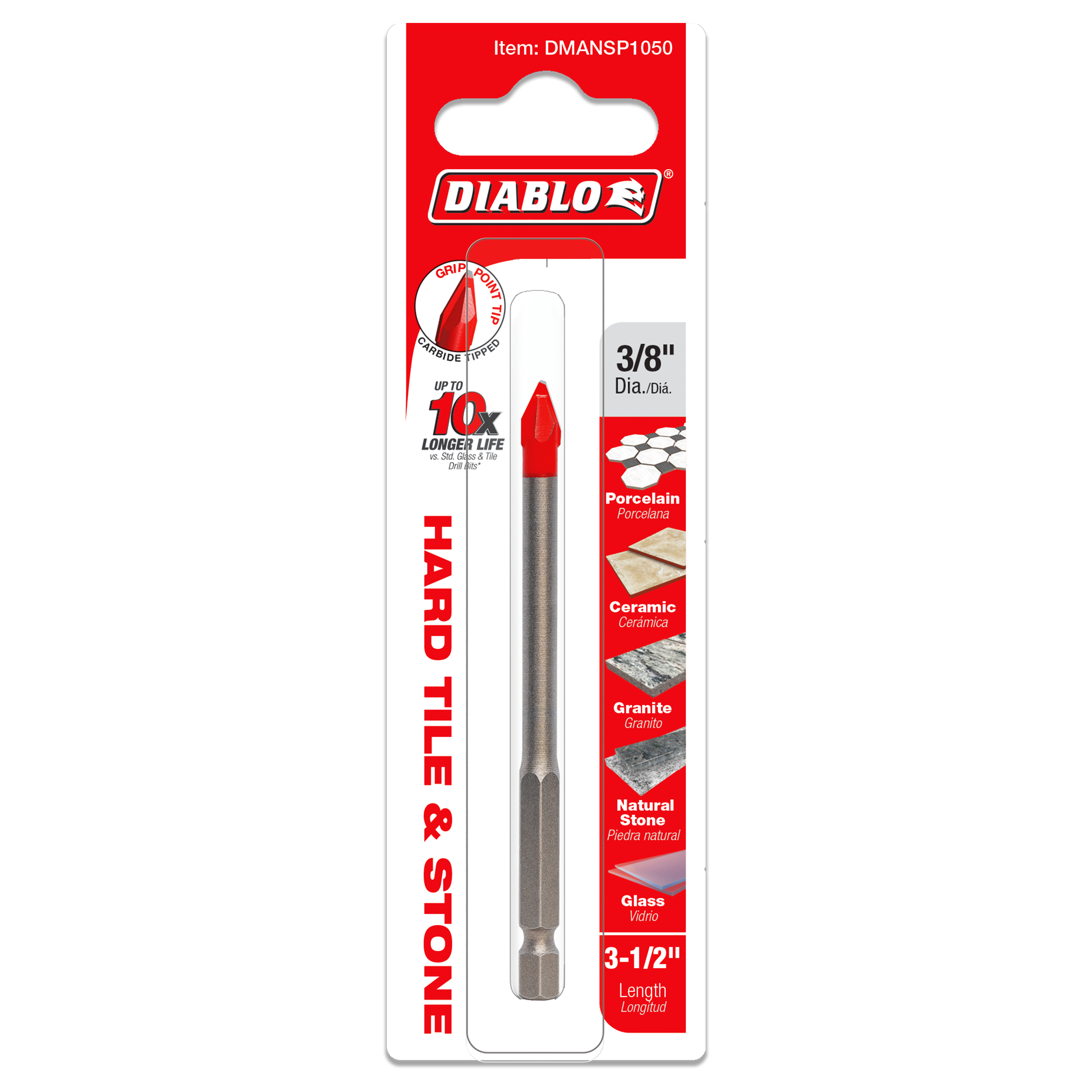 Diablo DMANSP1050 Diablo 3/8" Hard Tile & Stone Carbide Tipped Drill Bit