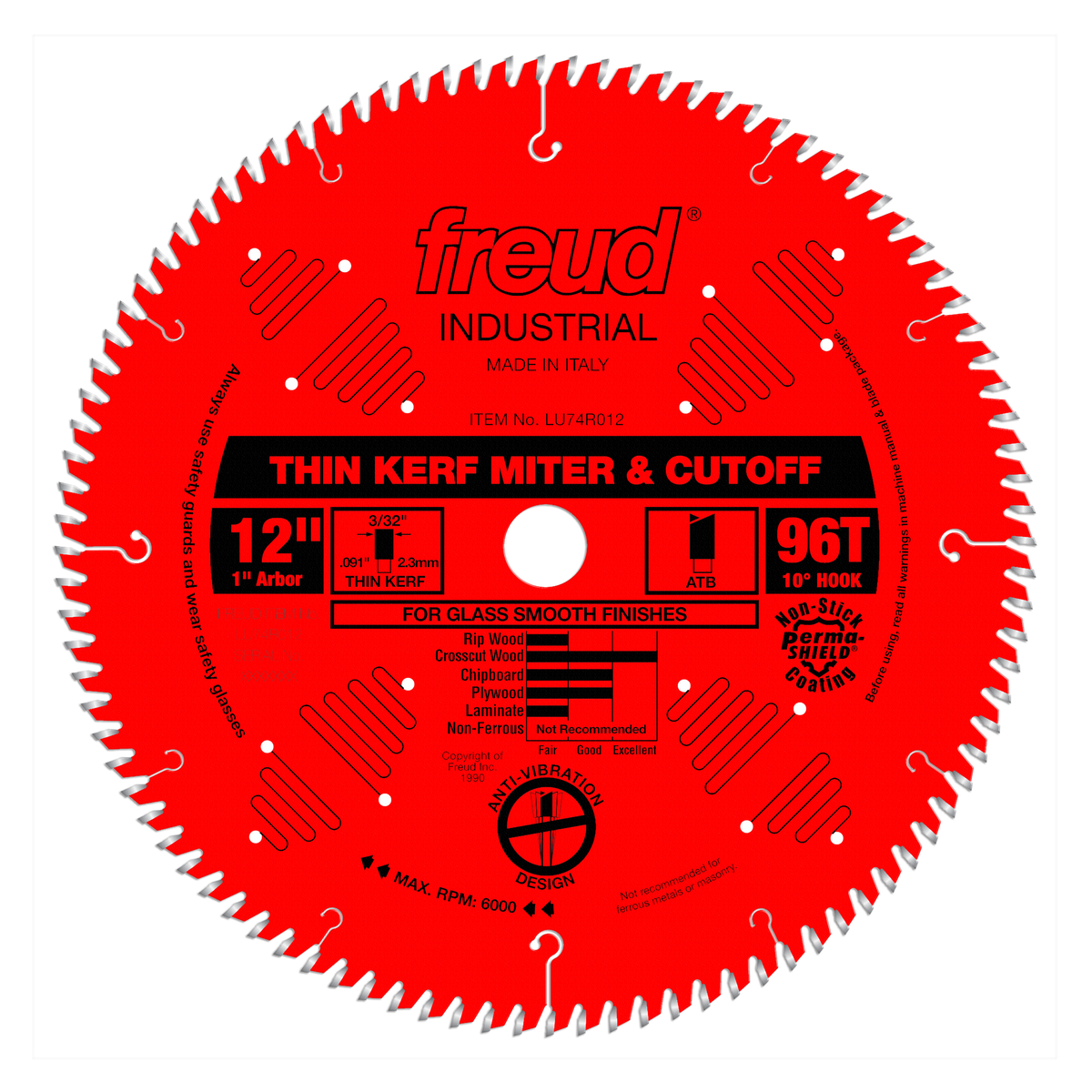 Freud LU74R012 12" Thin Kerf Ultimate High Production Cut-Off Saw Blade