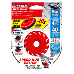 Diablo DCX045040B01F 4-1/2" 40-Grit Steel Demon™ Flap Disc for Metal with Speed Hub