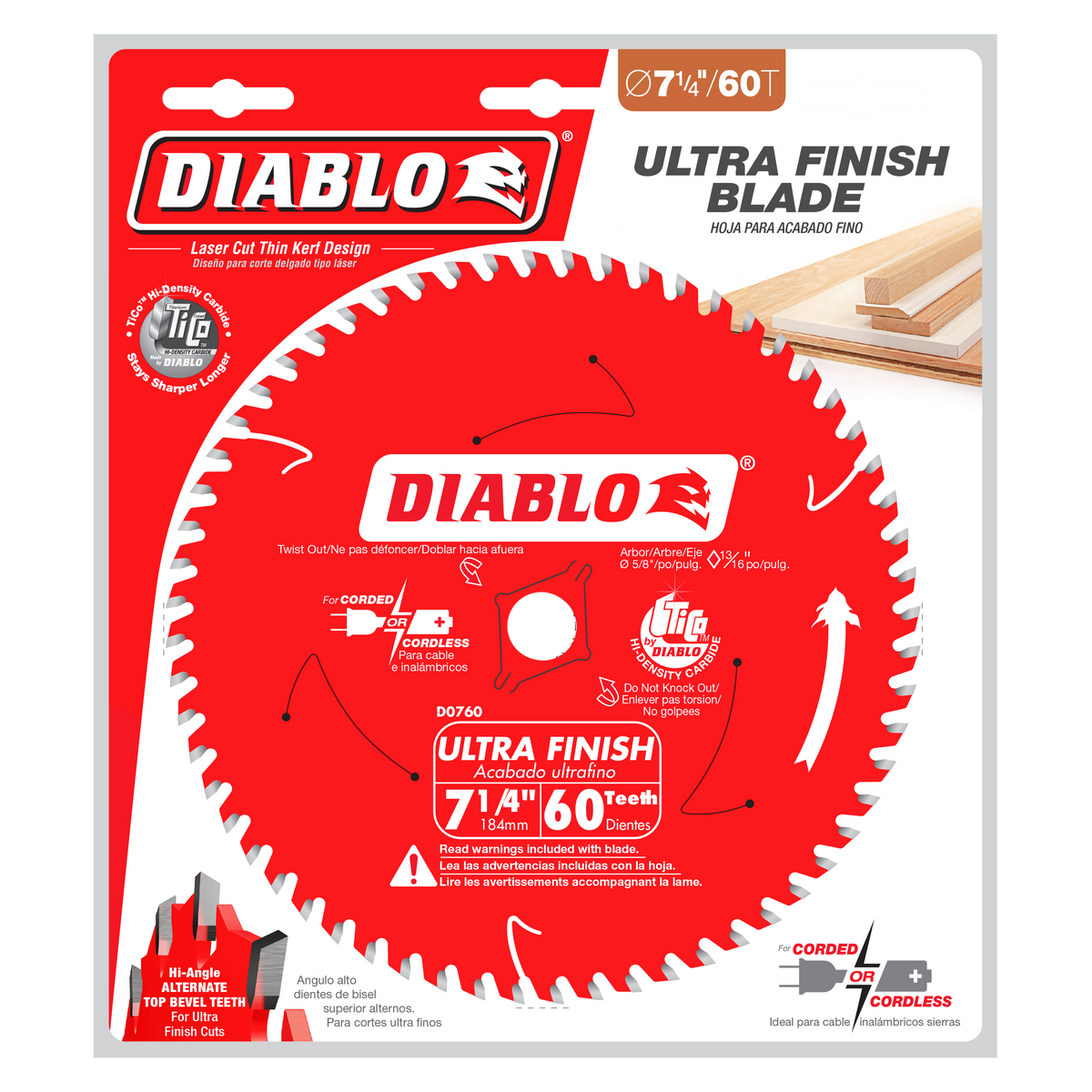 Diablo D0760X 7-1/4" x 60 Tooth Ultra Finish Saw Blade
