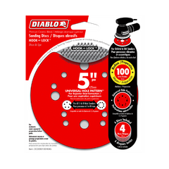 Diablo DCD050100H04G 5" 100-Grit Hook & Lock™ ROS Sanding Discs (4-Pack)