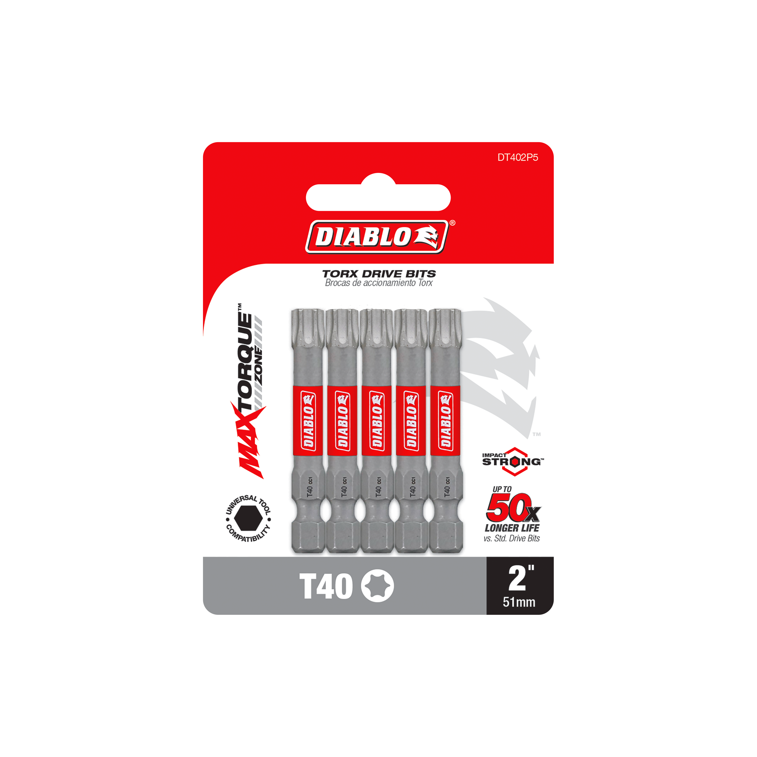 Diablo DT402P5 2" #40 Torx Drive Bits (5-Pack)