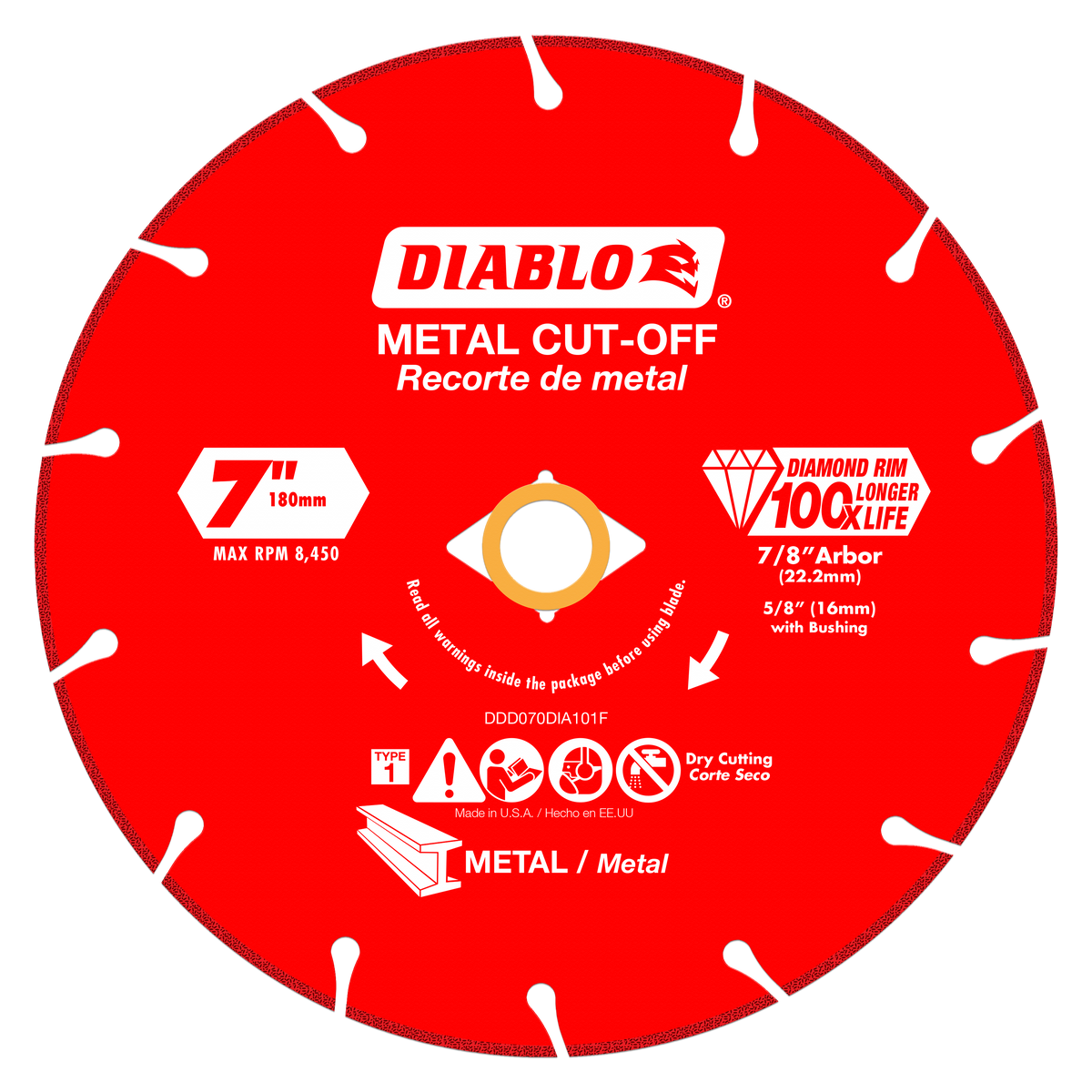 Diablo DDD070DIA101F 7" Diamond Metal Cut-Off Disc