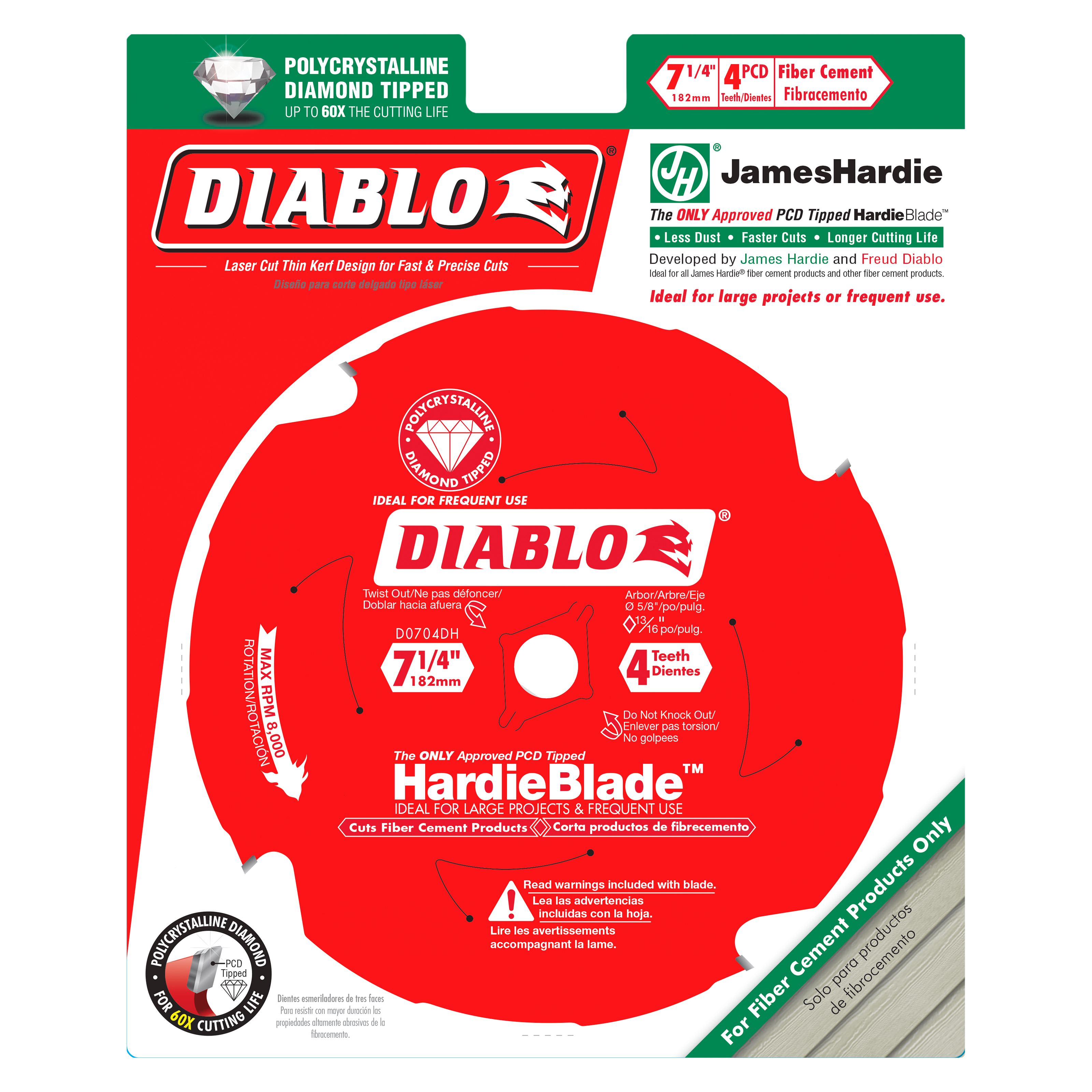 Diablo D0704DH 7-1/4" x 4-Teeth HardieBlade™ Saw Blade for Fiber Cement