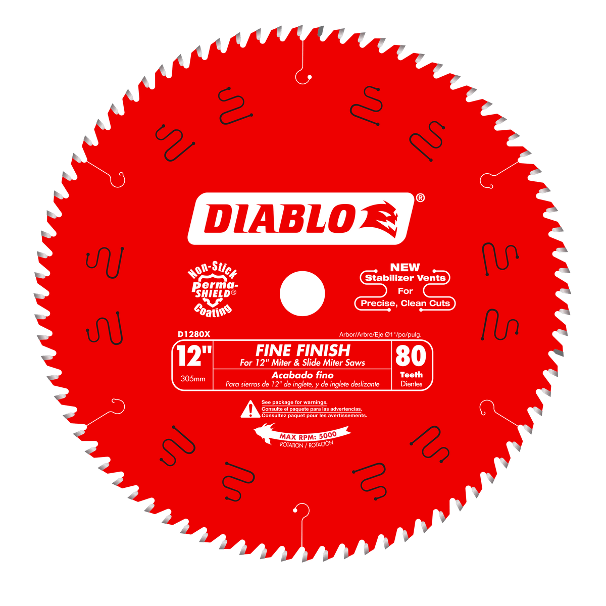 Diablo D1280X 12" x 80-Teeth Fine Finish Saw Blade for Wood