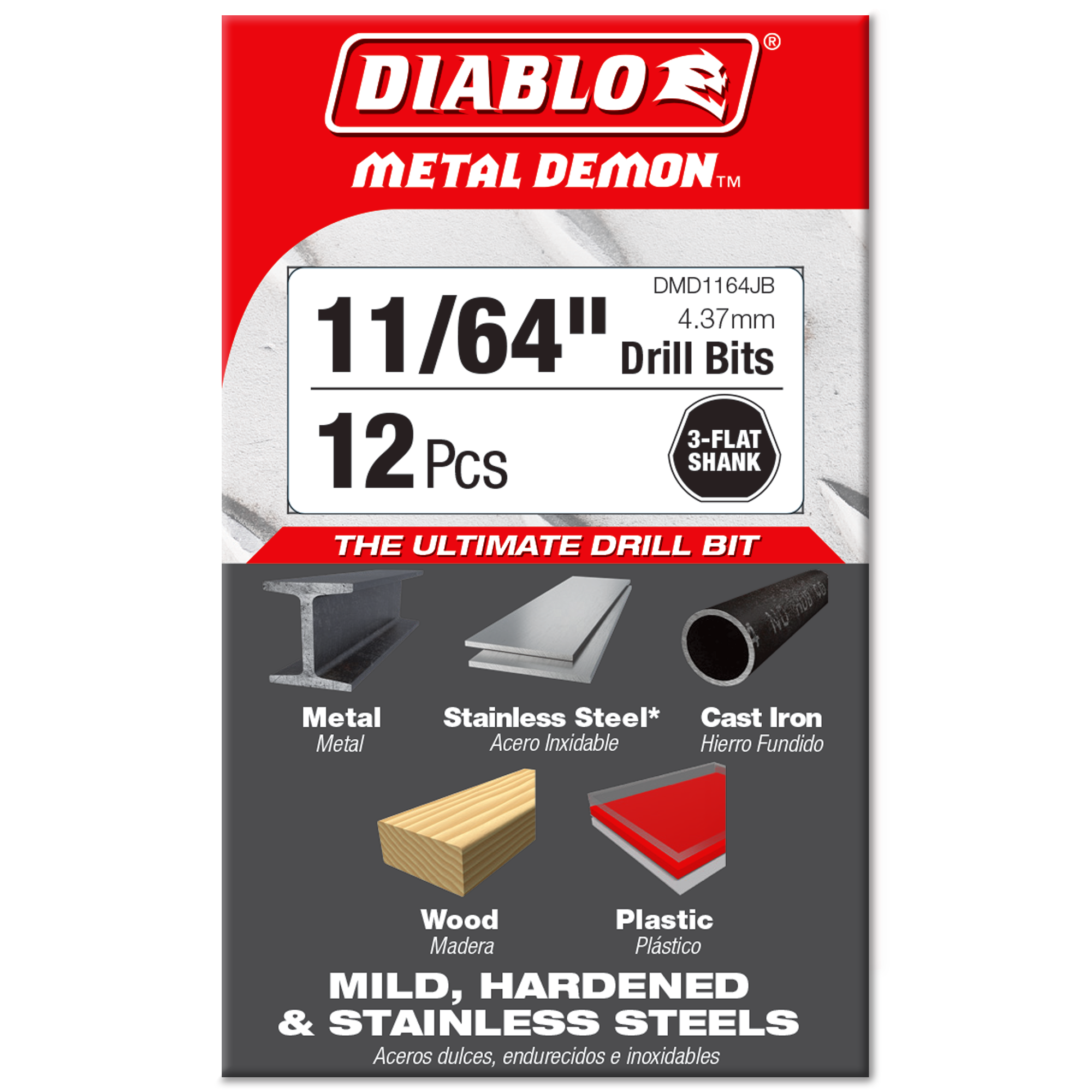 Diablo DMD1164JB 11/64" Metal Demon™ Drill Bits for Mild, Hardened and Stainless Steels