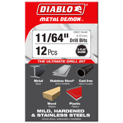 Diablo DMD1164JB 11/64" Metal Demon™ Drill Bits for Mild, Hardened and Stainless Steels