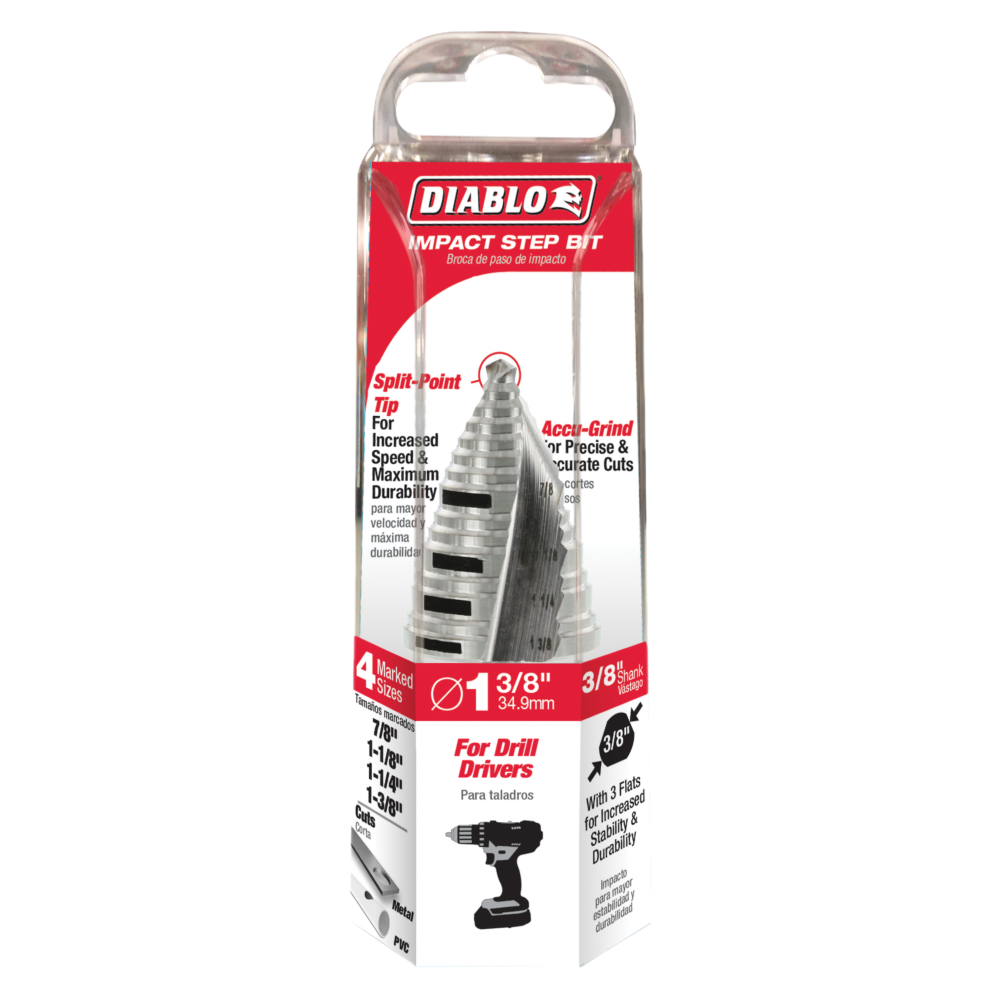 Diablo DSD1375S15 7/8" - 1-3/8" Impact Step Drill Bit (15 Steps)