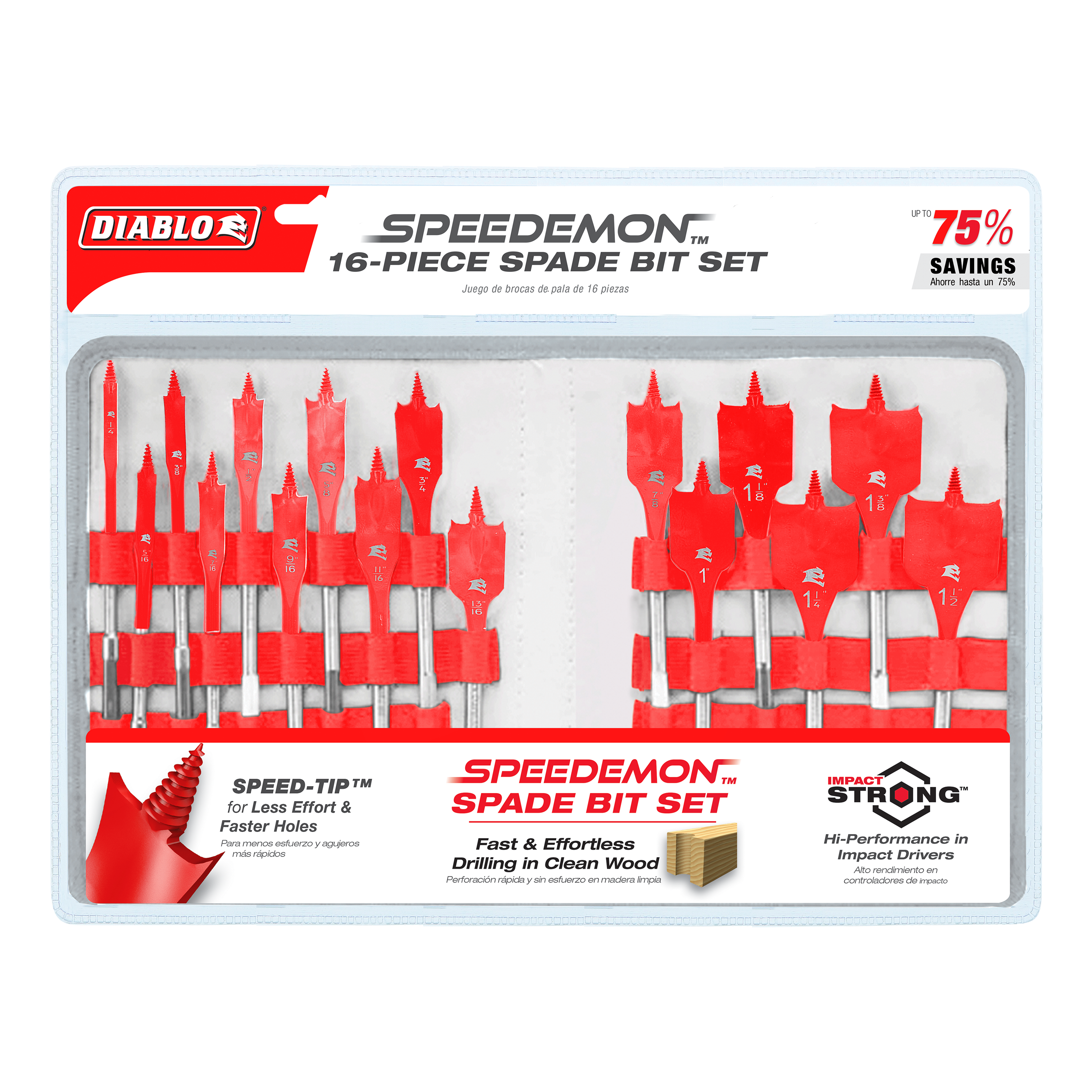 Diablo DSP2980-S16 16 pc Spade Bit Set For Wood (16-Piece)