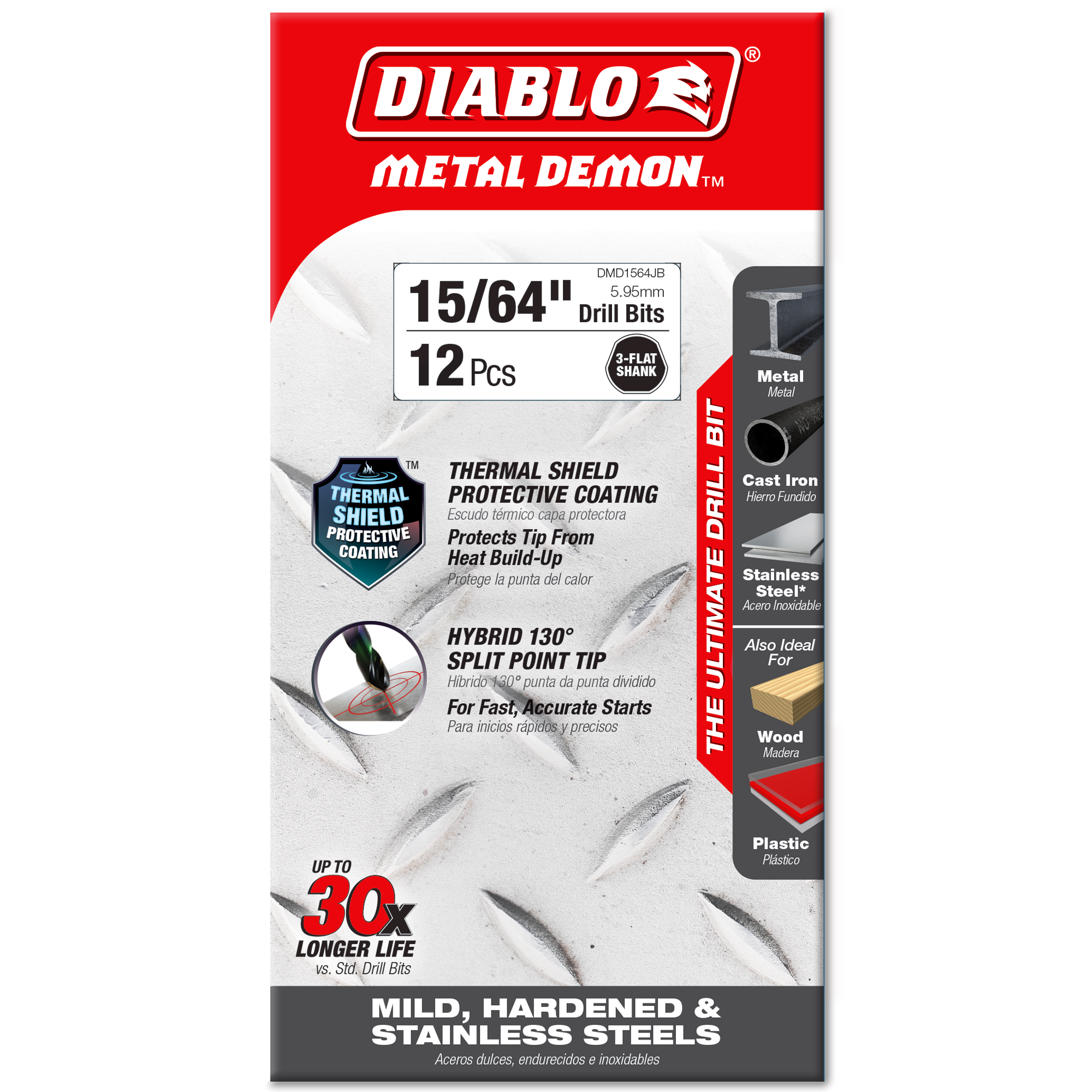 Diablo DMD1564JB 15/64" Metal Demon™ Drill Bits for Mild, Hardened and Stainless Steels