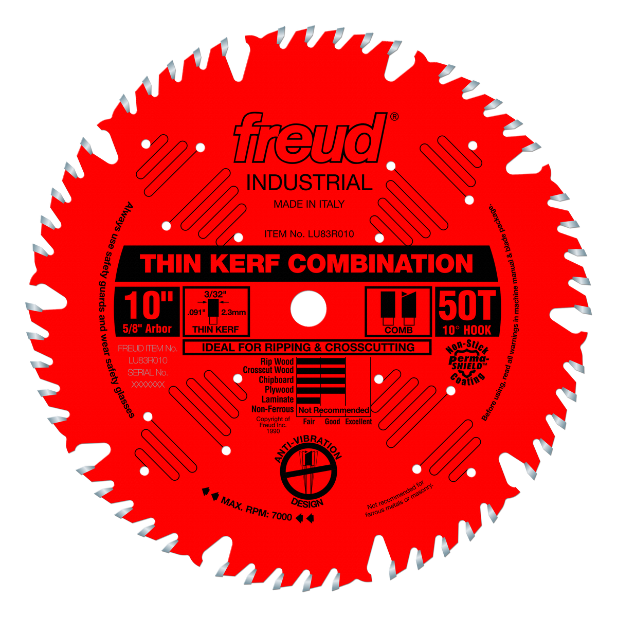 Freud LU83R010 10" Thin Kerf Combination Blade