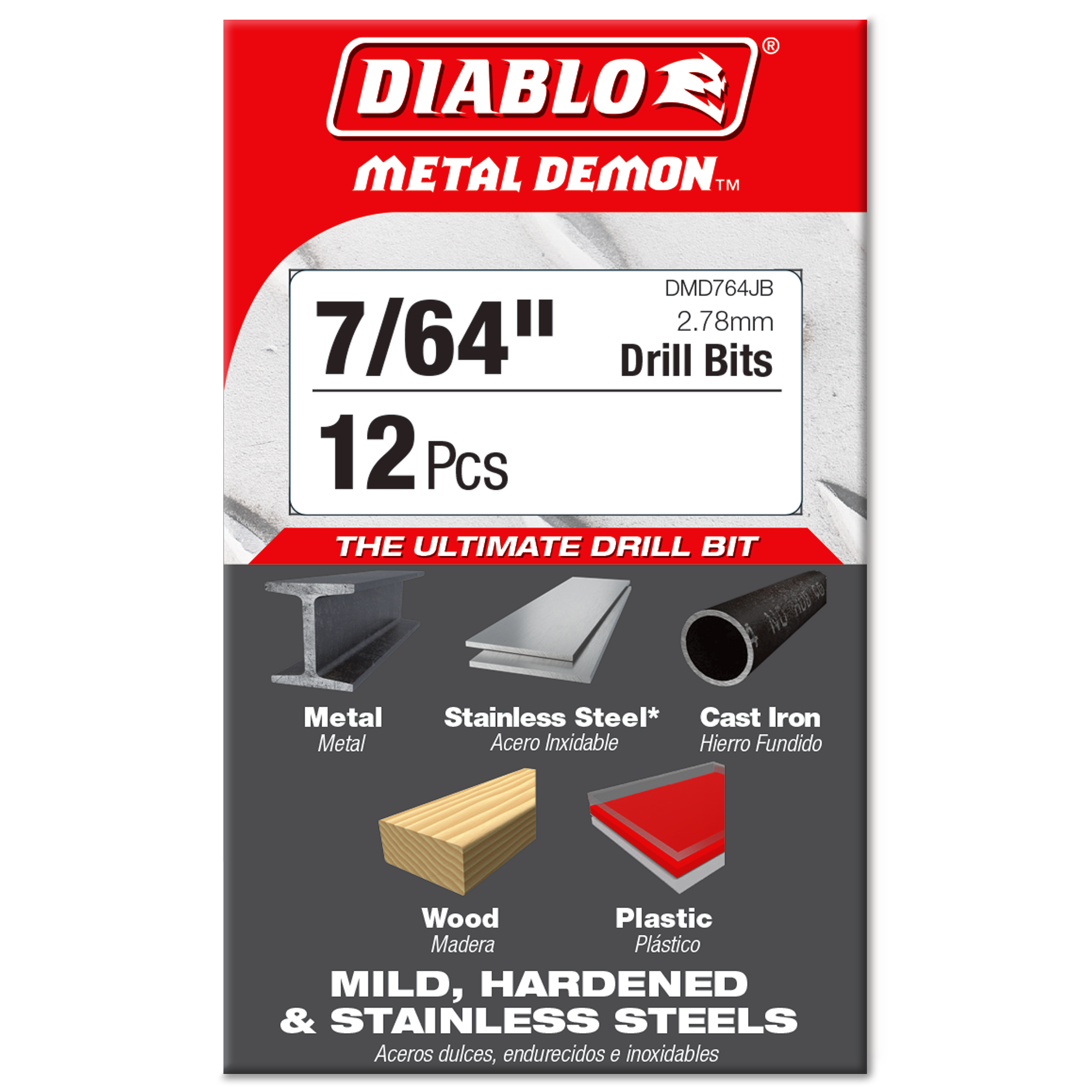 Diablo DMD764JB 7/64" Metal Demon™ Drill Bit for Mild, Hardened and Stainless Steels