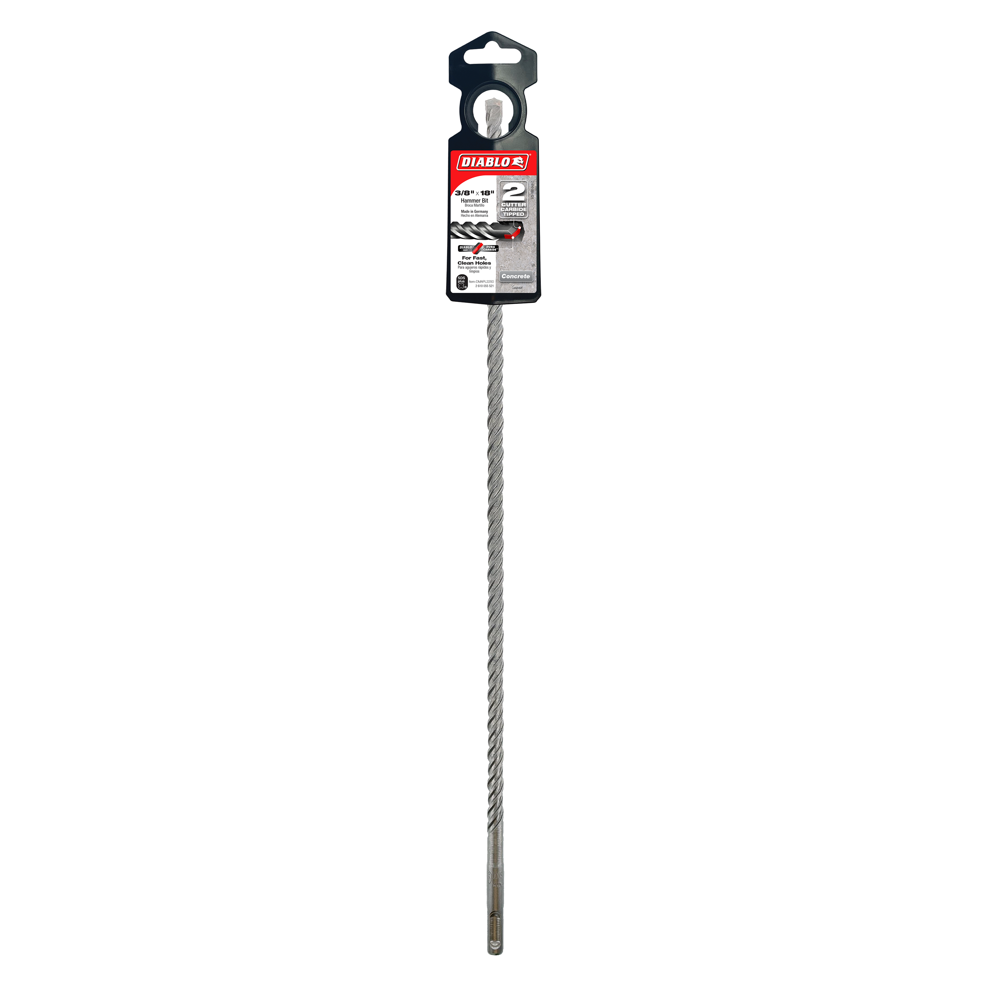 Diablo DMAPL2250 3/8" x 16" x 18" SDS-Plus 2-Cutter Carbide-Tipped Hammer Drill Bit