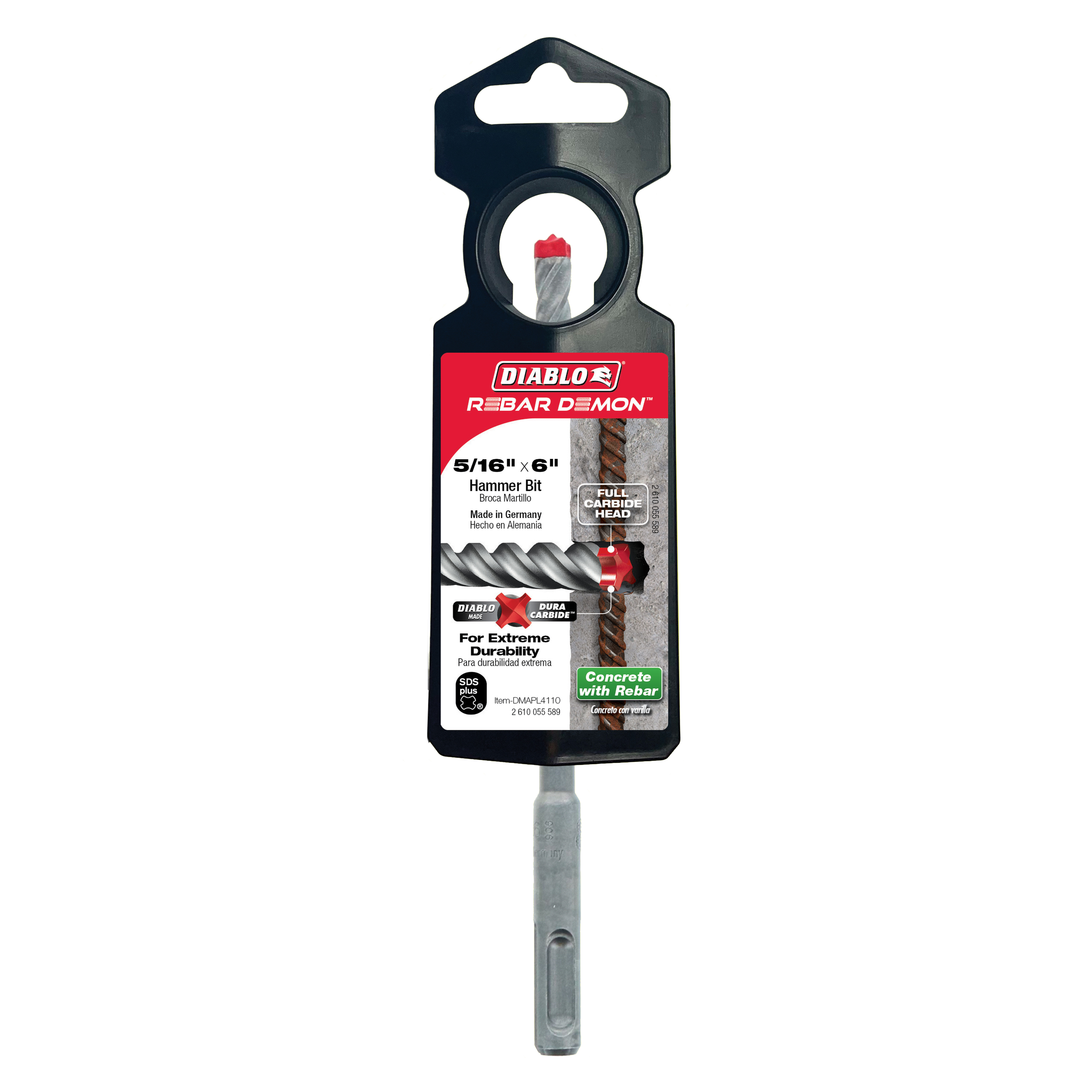 Diablo DMAPL4110 5/16" x 4" x 6" Rebar Demon™ SDS-Plus 4-Cutter Full Carbide Head Hammer Drill Bit