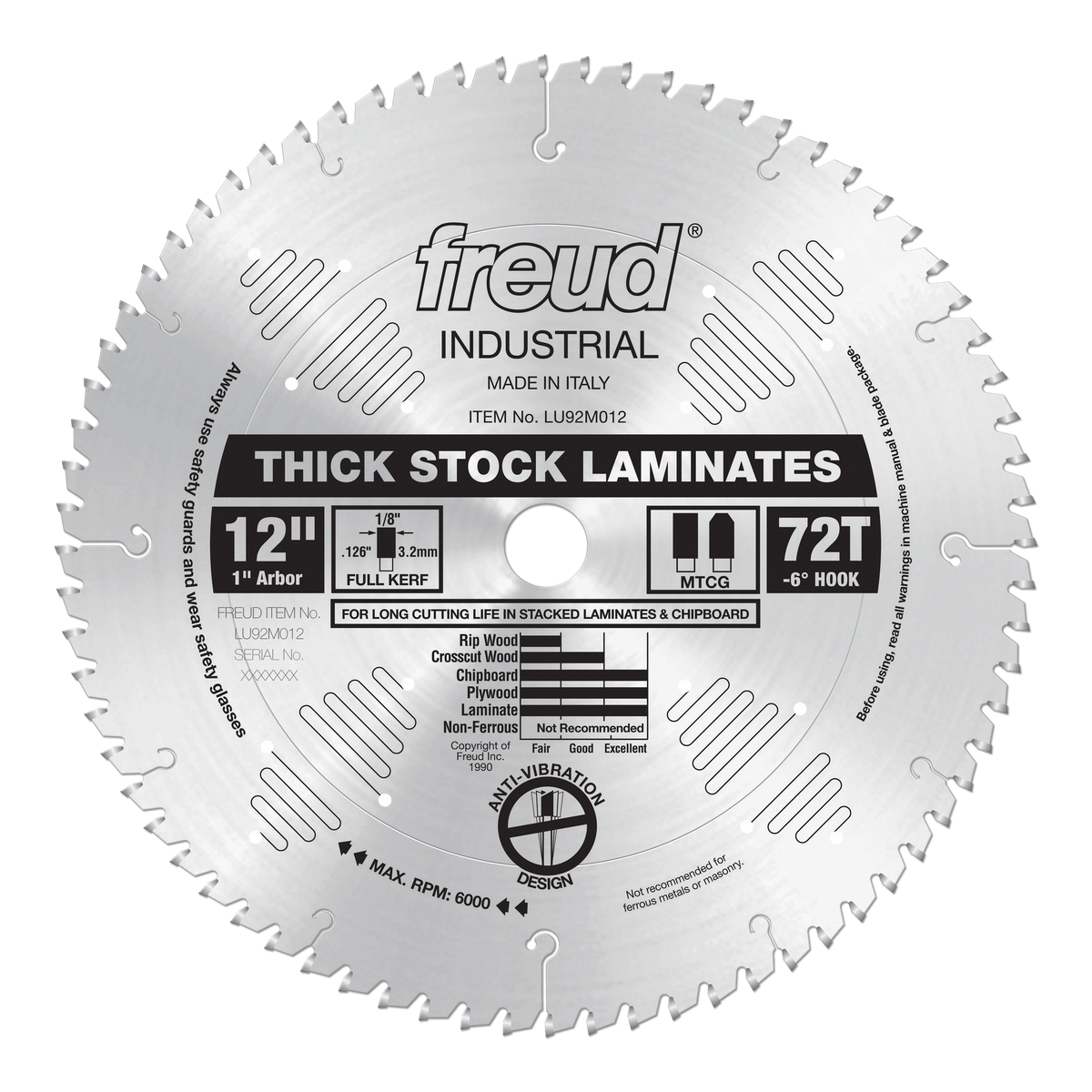 Freud LU92M012 12" Thick-Stock Laminate Blade