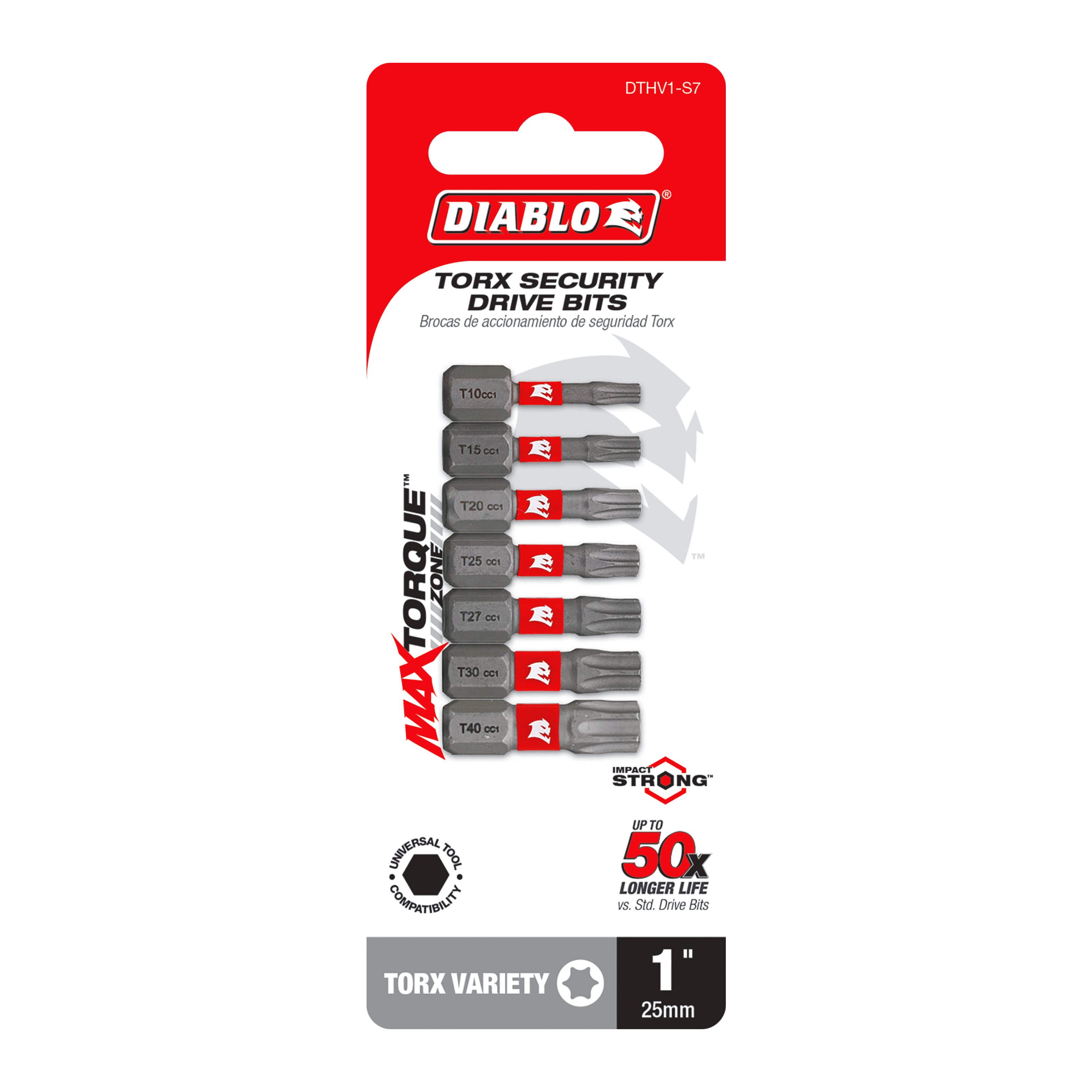 Diablo DTHV1-S7 1" Torx Security Drive Bits (7-Piece)