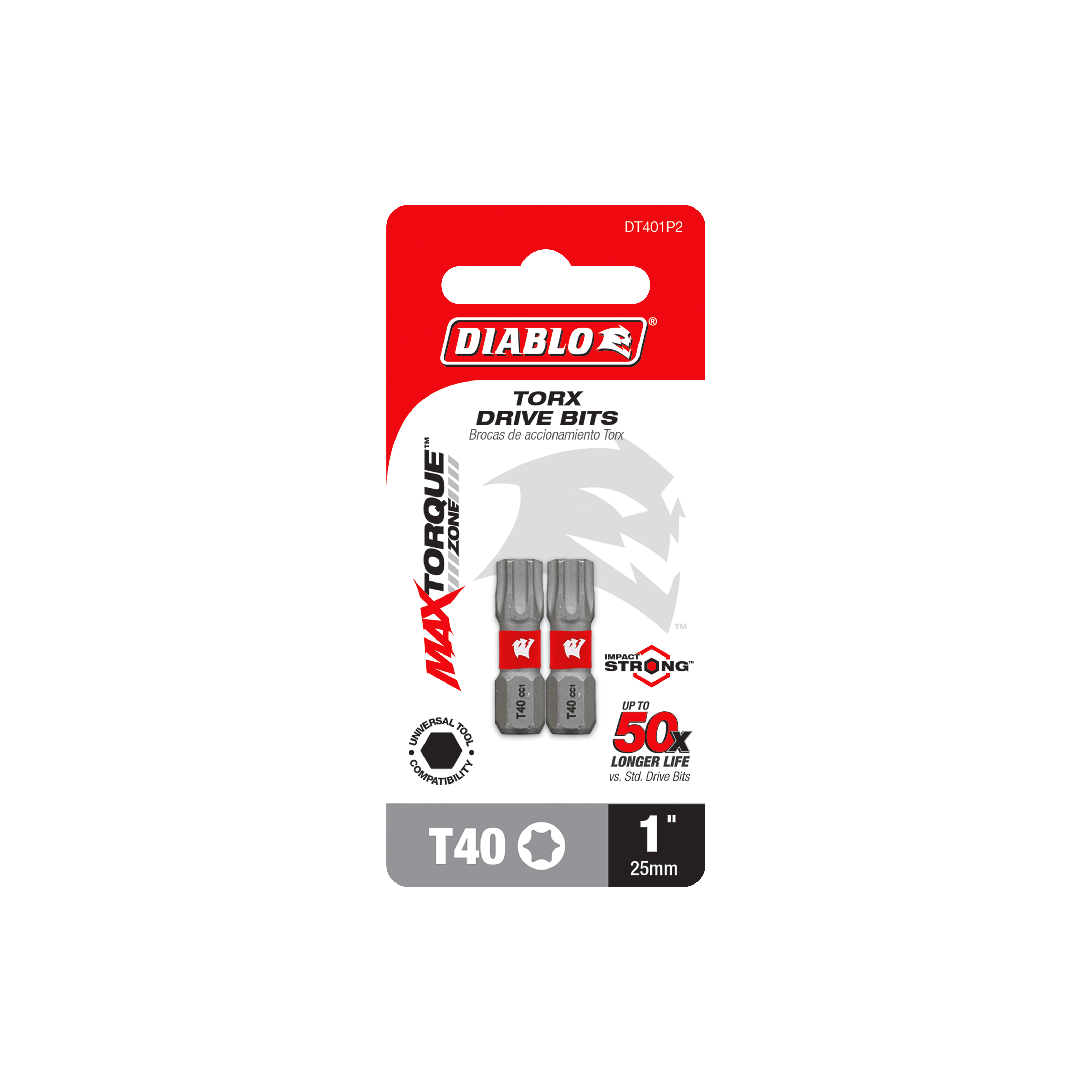 Diablo DT401P2 1" #40 Torx Drive Bits (2-Pack)