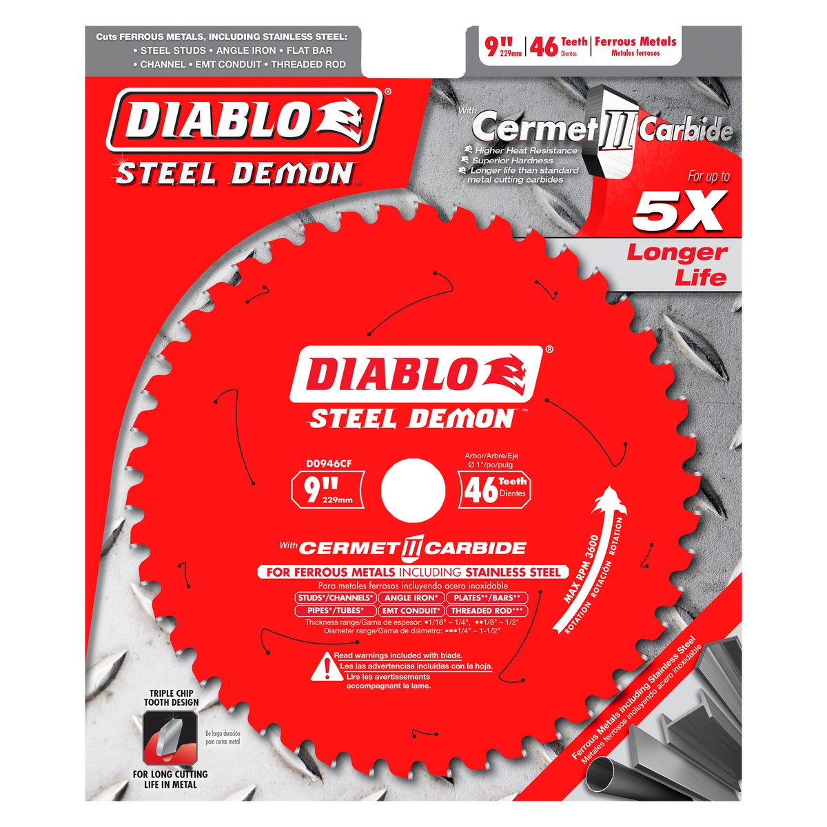 Diablo D0946CF 9" x 46-Teeth Steel Demon™ Cermet II Saw Blade for Medium Metal