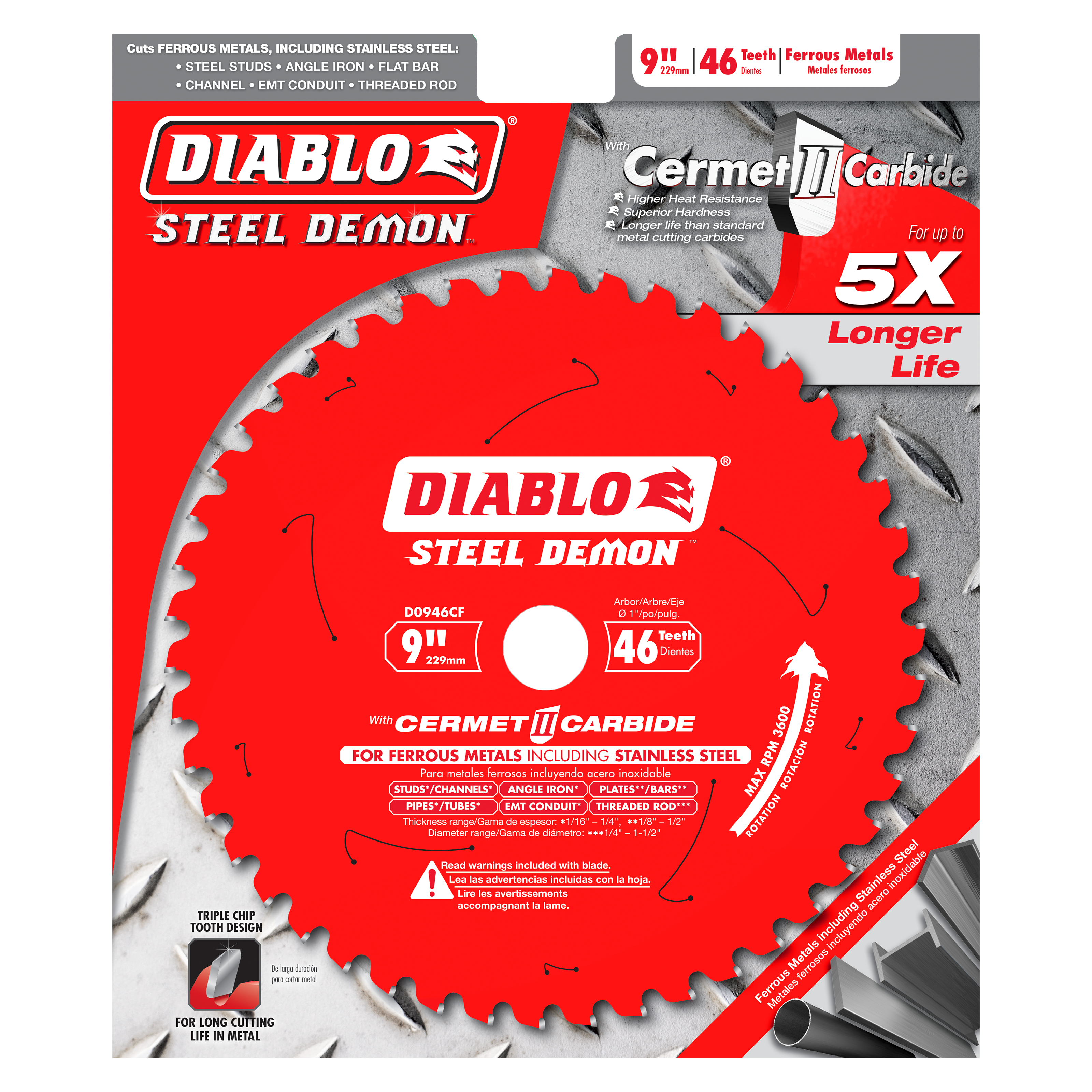 Diablo D0946CF 9" x 46-Teeth Steel Demon™ Cermet II Saw Blade for Medium Metal