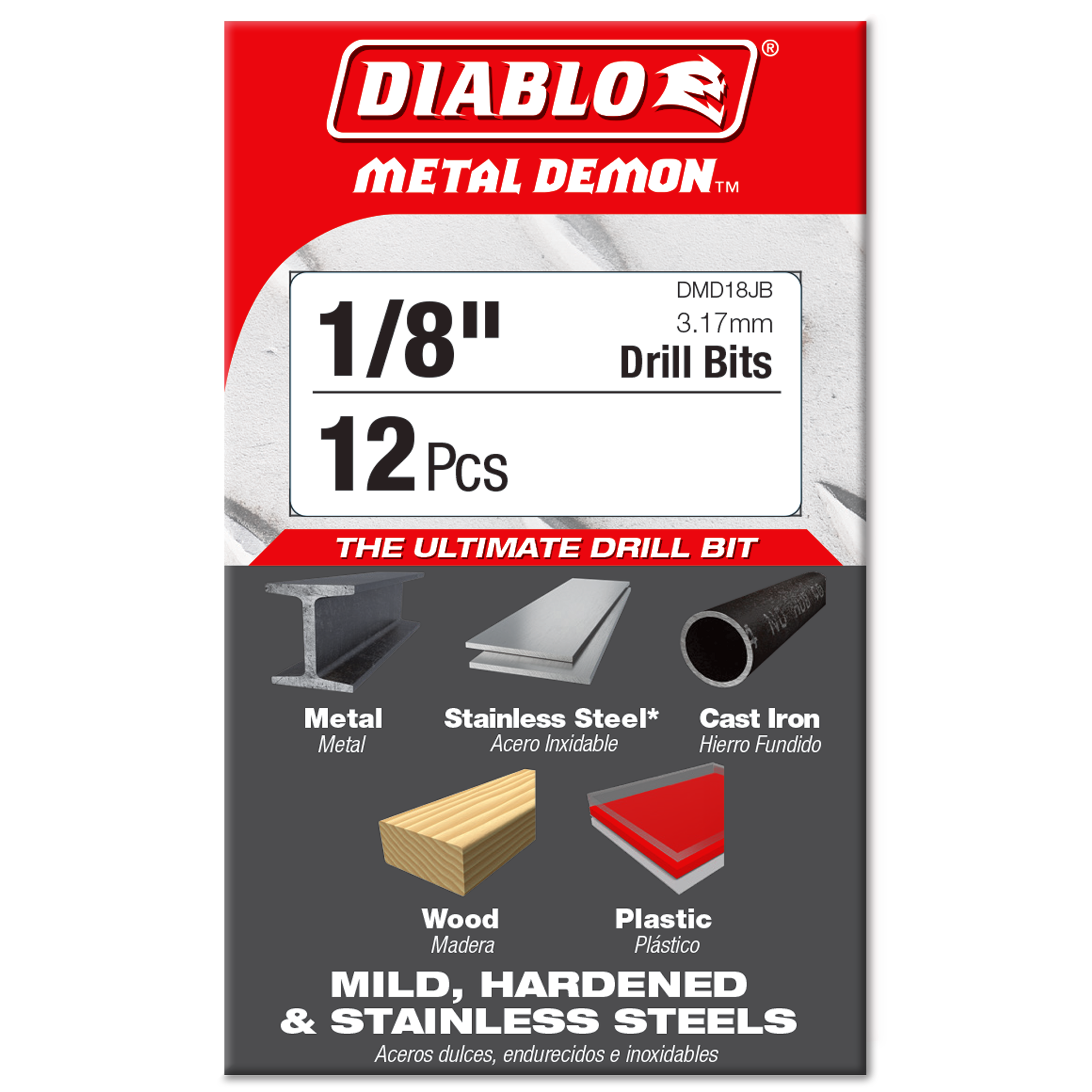 Diablo DMD18JB 1/8" Metal Demon™ Drill Bit for Mild, Hardened and Stainless Steels