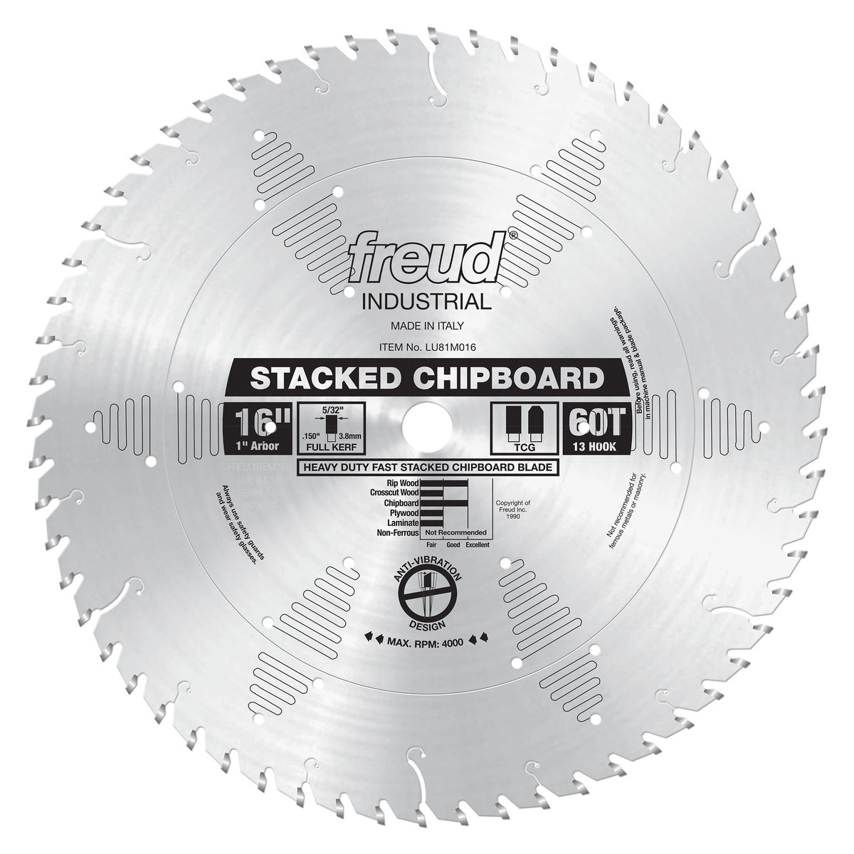 Freud LU81M016 16" Heavy Duty Stacked Chipboard Blade