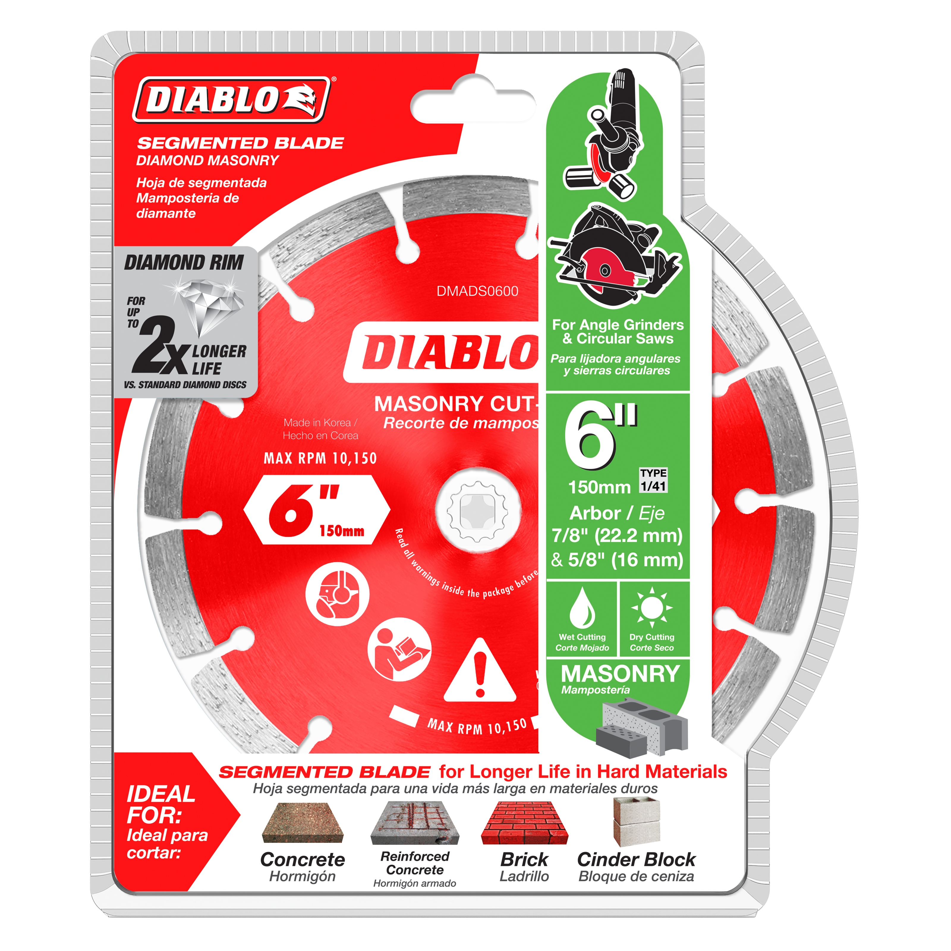 Diablo DMADS0600 6" Diamond Segmented Masonry Cut-Off Disc