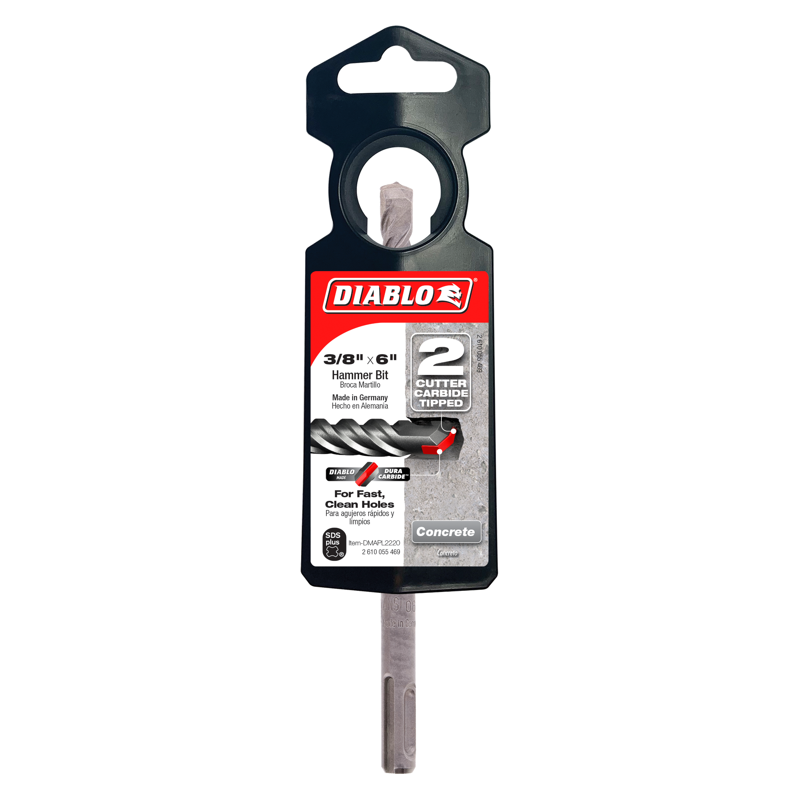 Diablo DMAPL2220 3/8" x 4" x 6" SDS-Plus 2-Cutter Carbide-Tipped Hammer Drill Bit