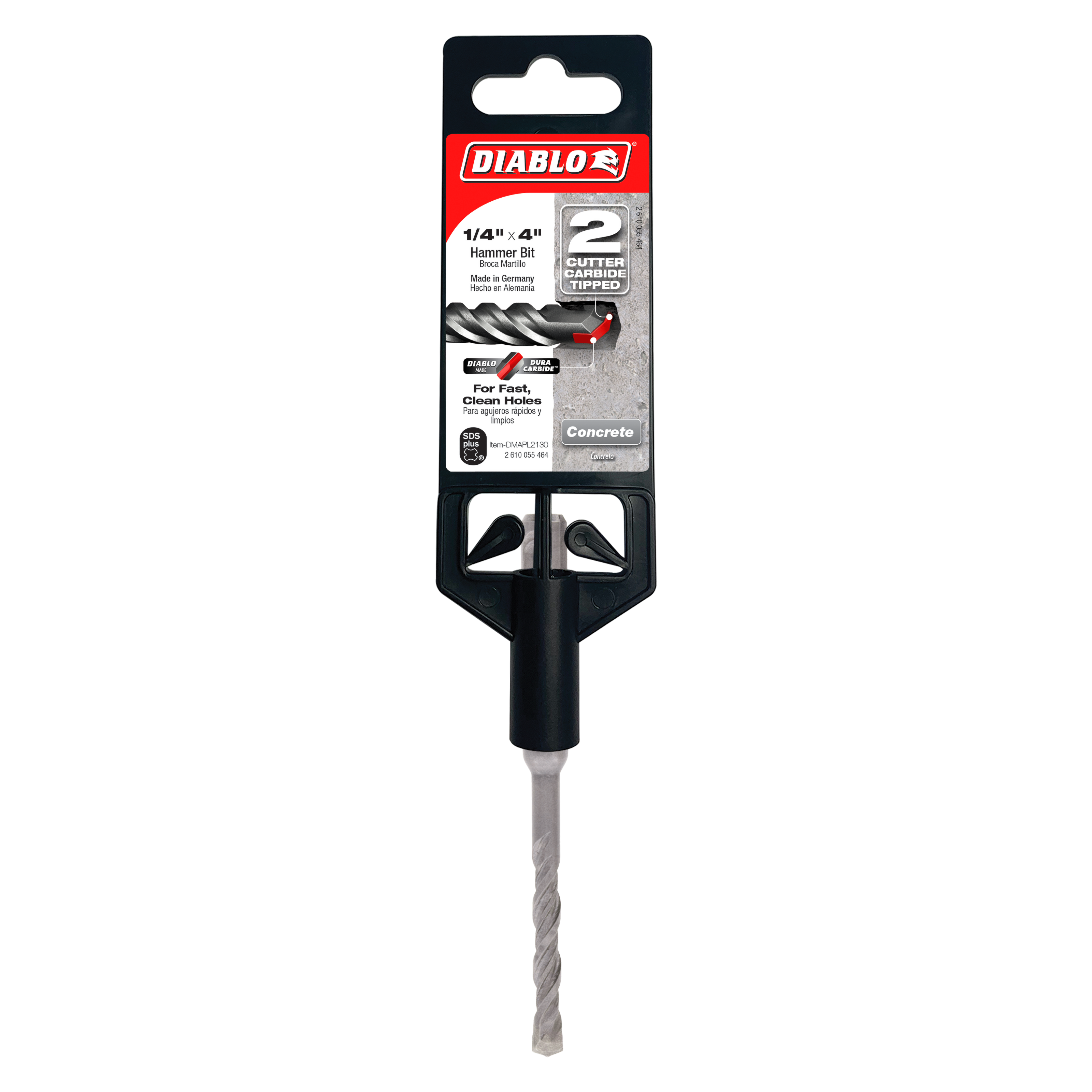 Diablo DMAPL2130 1/4" x 2" x 4" SDS-Plus 2-Cutter Carbide-Tipped Hammer Drill Bit