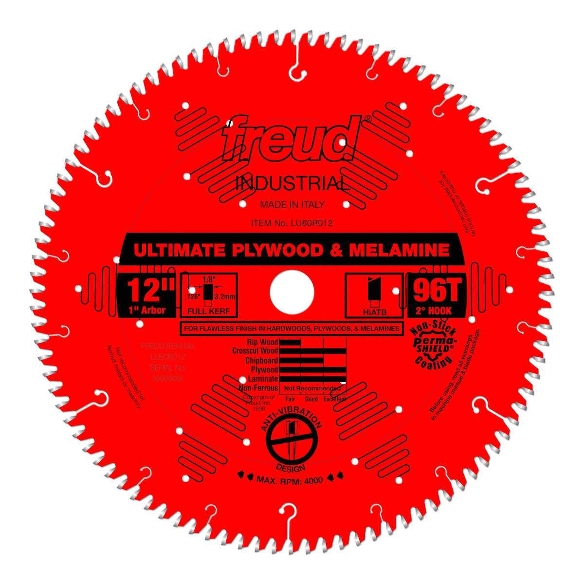 Freud LU80R012 12" Ultimate Plywood & Melamine Blade