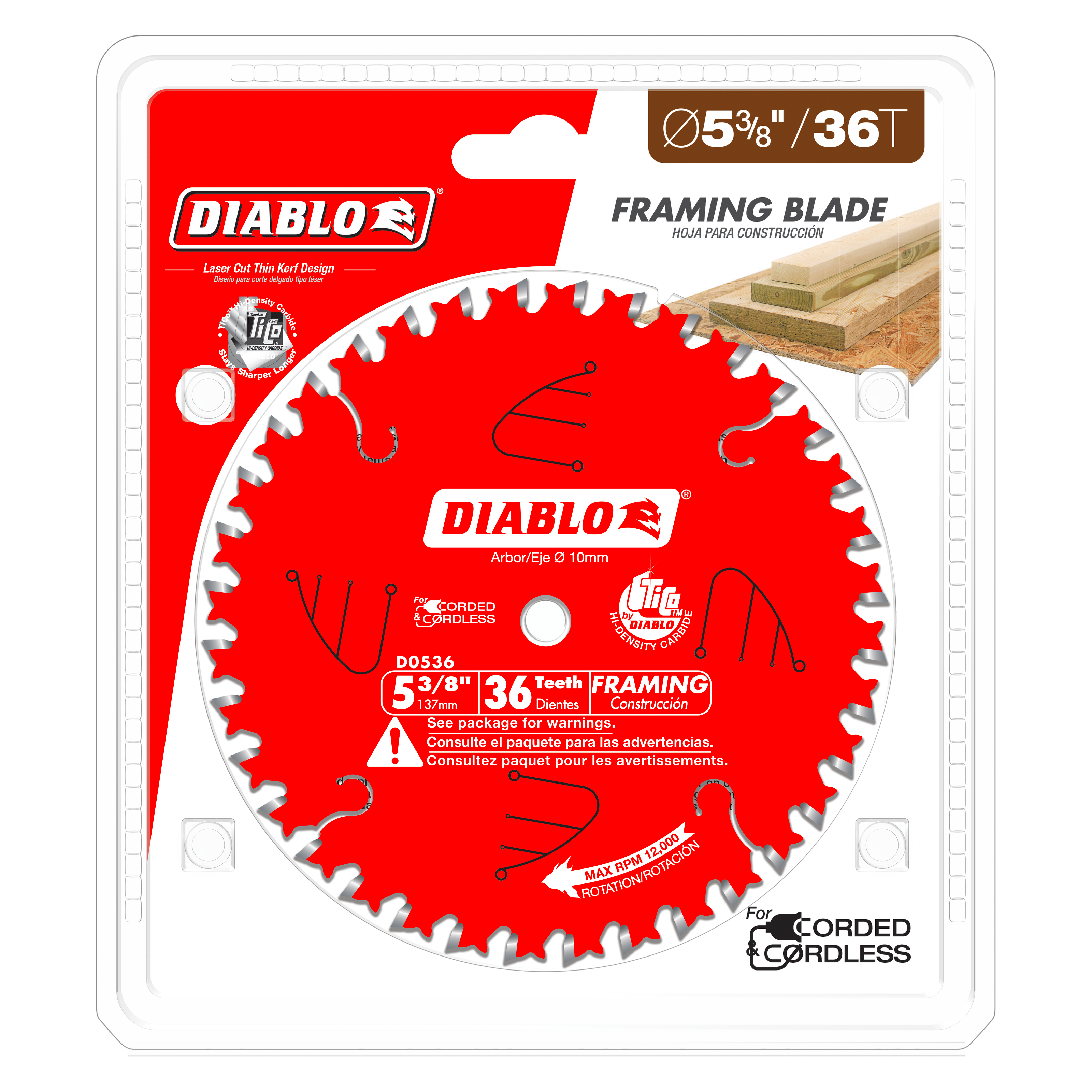 Diablo D0536X 5-3/8" x 36-Teeth Finish Trim Saw Blade for Wood