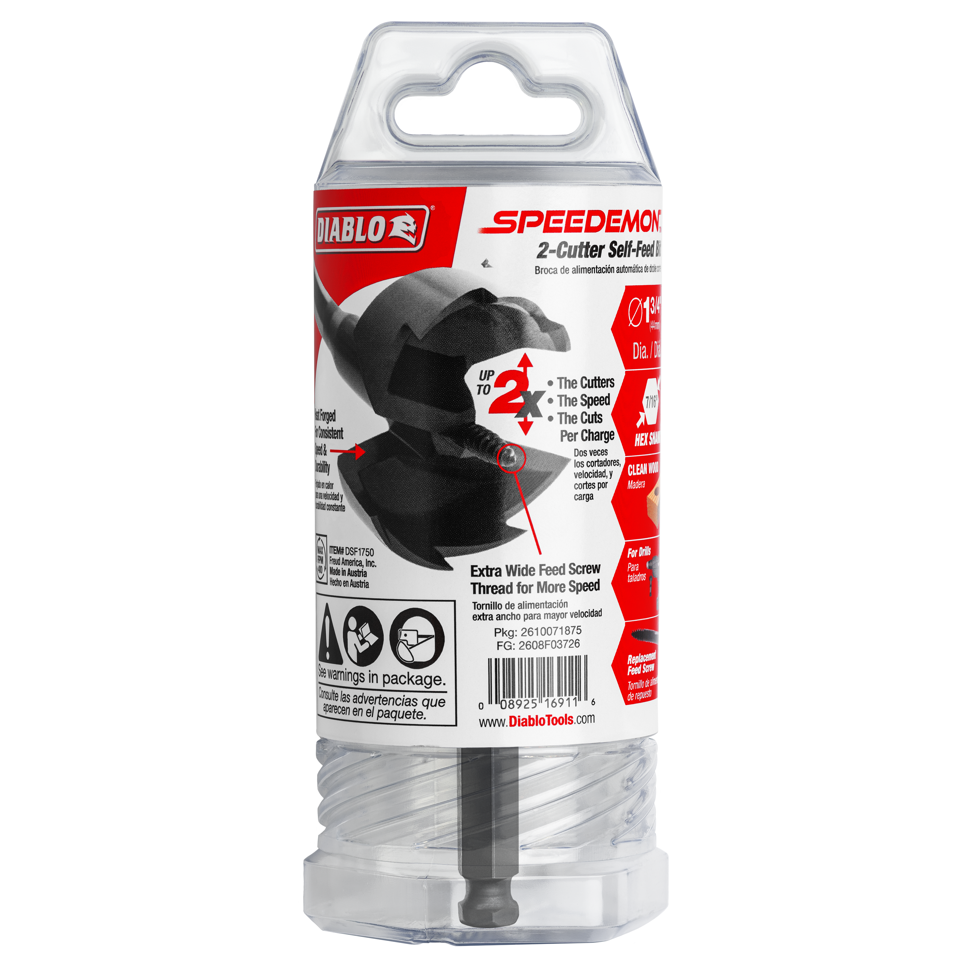 Diablo DSF1750 1-3/4" SPEEDemon™ 2-Cutter Self-Feed Bit