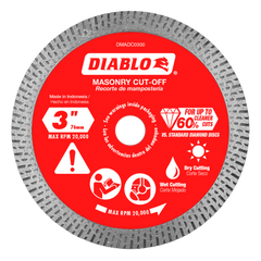 Diablo DMADC0300 3" Diamond Continuous Rim Masonry Cut-Off Disc