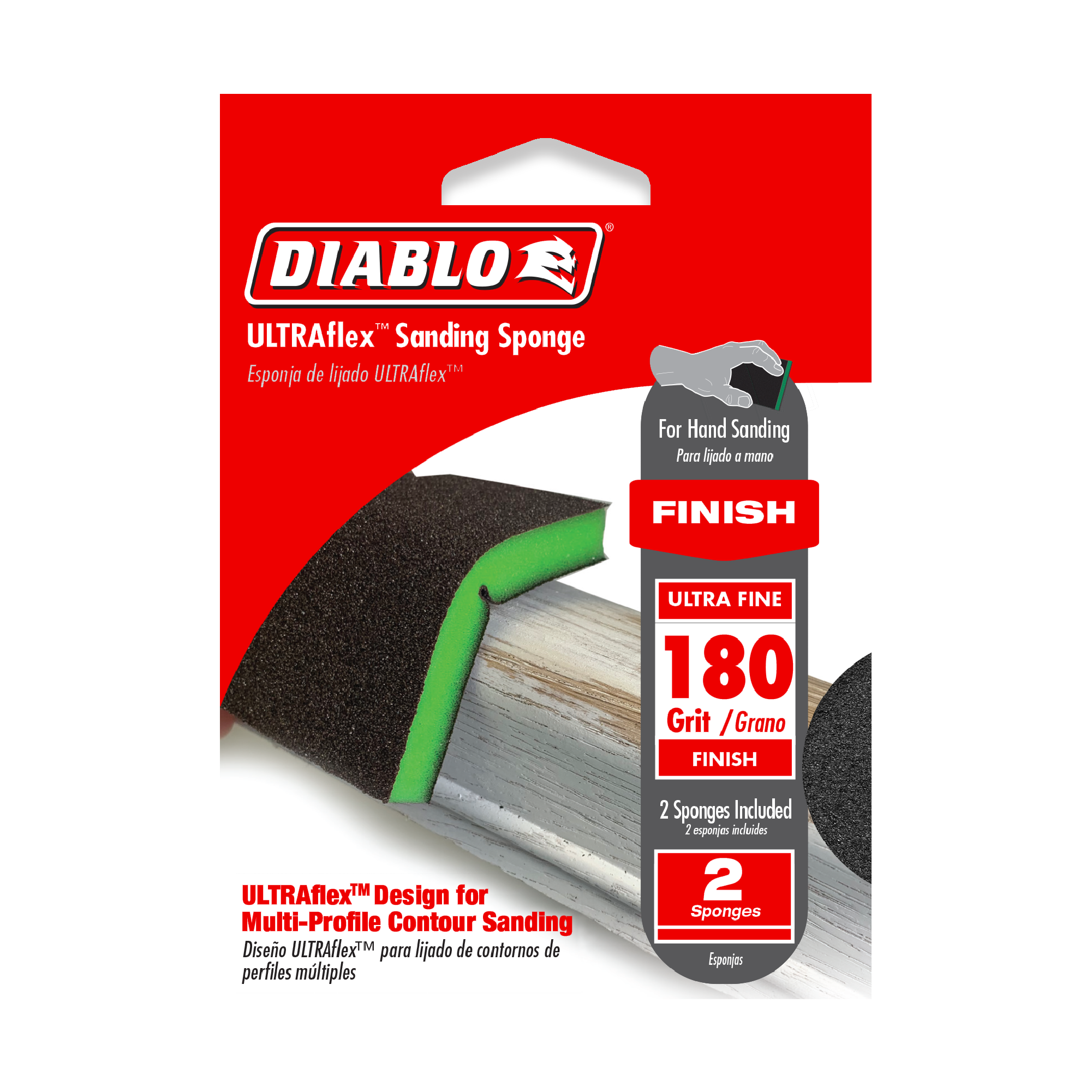 Diablo DFPFLEXUFN02G 5" x 4" 180-Grit ULTRAflex™ Sanding Sponges (2-Piece)