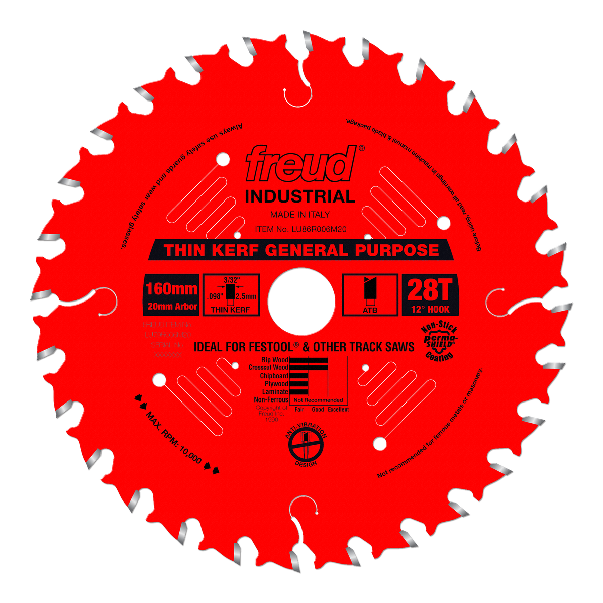 Freud LU86R006M20 160mm Thin Kerf General Purpose Blade