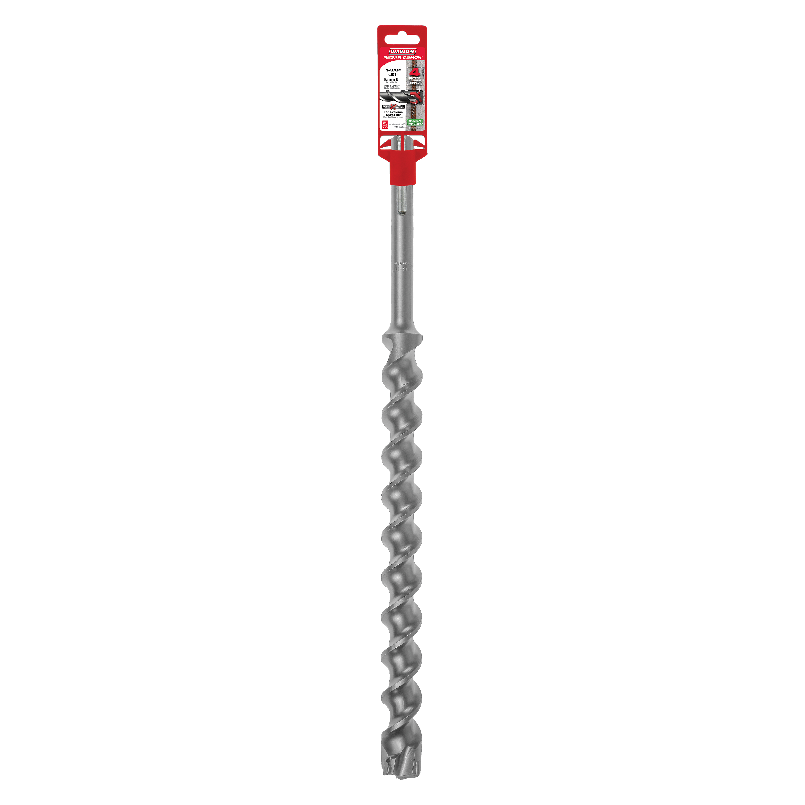 Diablo DMAMX1330 1-3/8" x 16" x 21" Rebar Demon™ SDS-Max 4-Cutter Carbide-Tipped Hammer Drill Bit