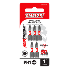 Diablo DPH11P5 1" #1 Phillips Drive Bits  (5-Pack)