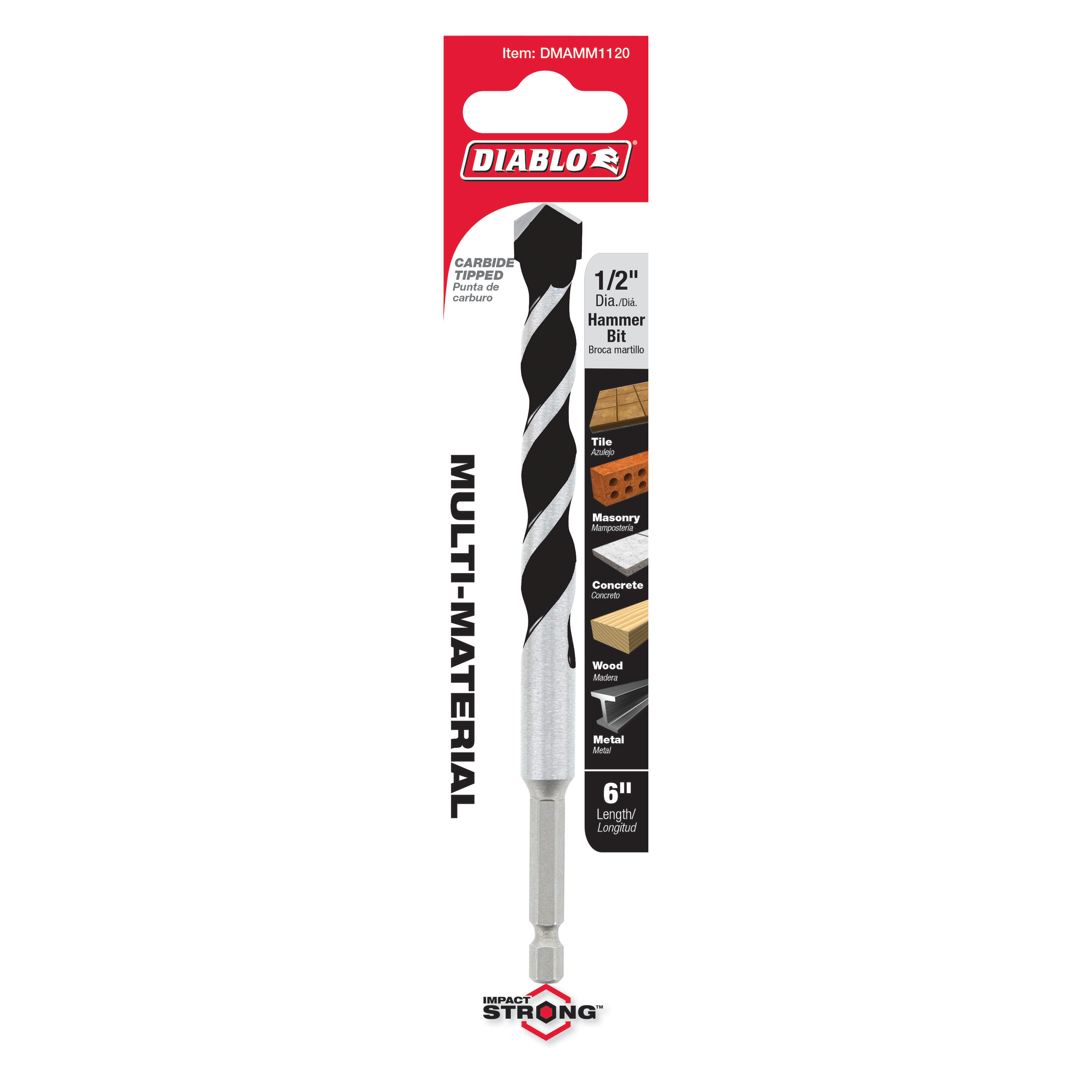 Diablo DMAMM1120 1/2" x 4" x 6" Multi-Material Carbide-Tipped Hammer Drill Bit