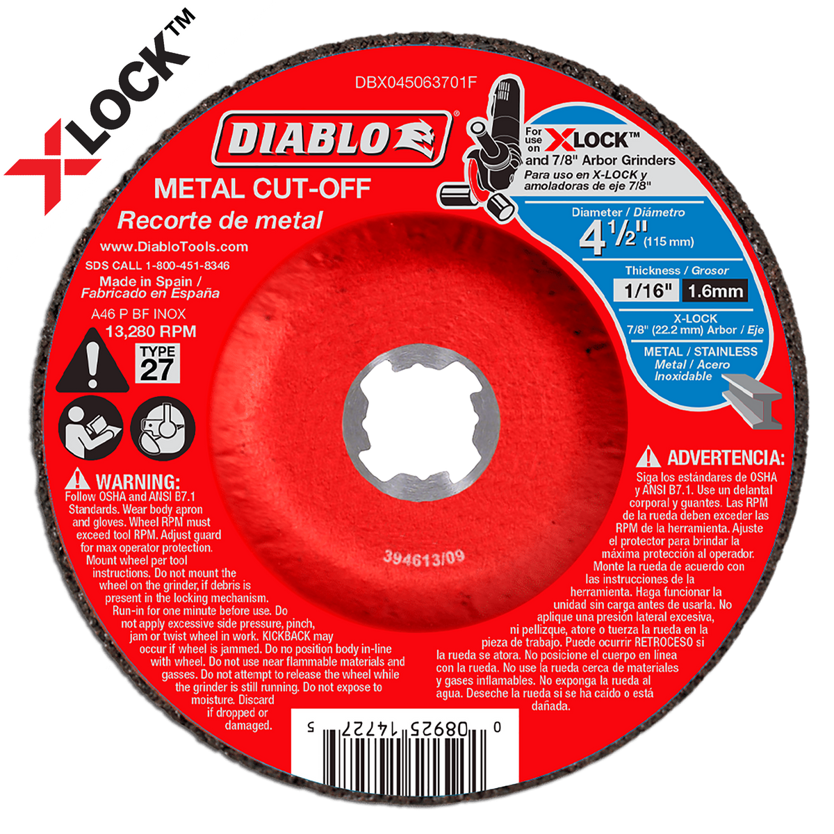 Diablo DBX045063701F 4-1/2" Type 27 Metal Cut-Off Disc