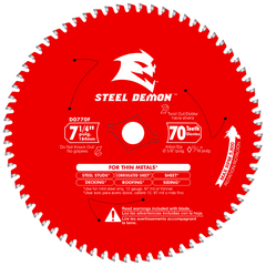 Diablo D0770F 7-1/4" x 70-Teeth Steel Demon™ Carbide Saw Blade for Thin Metal