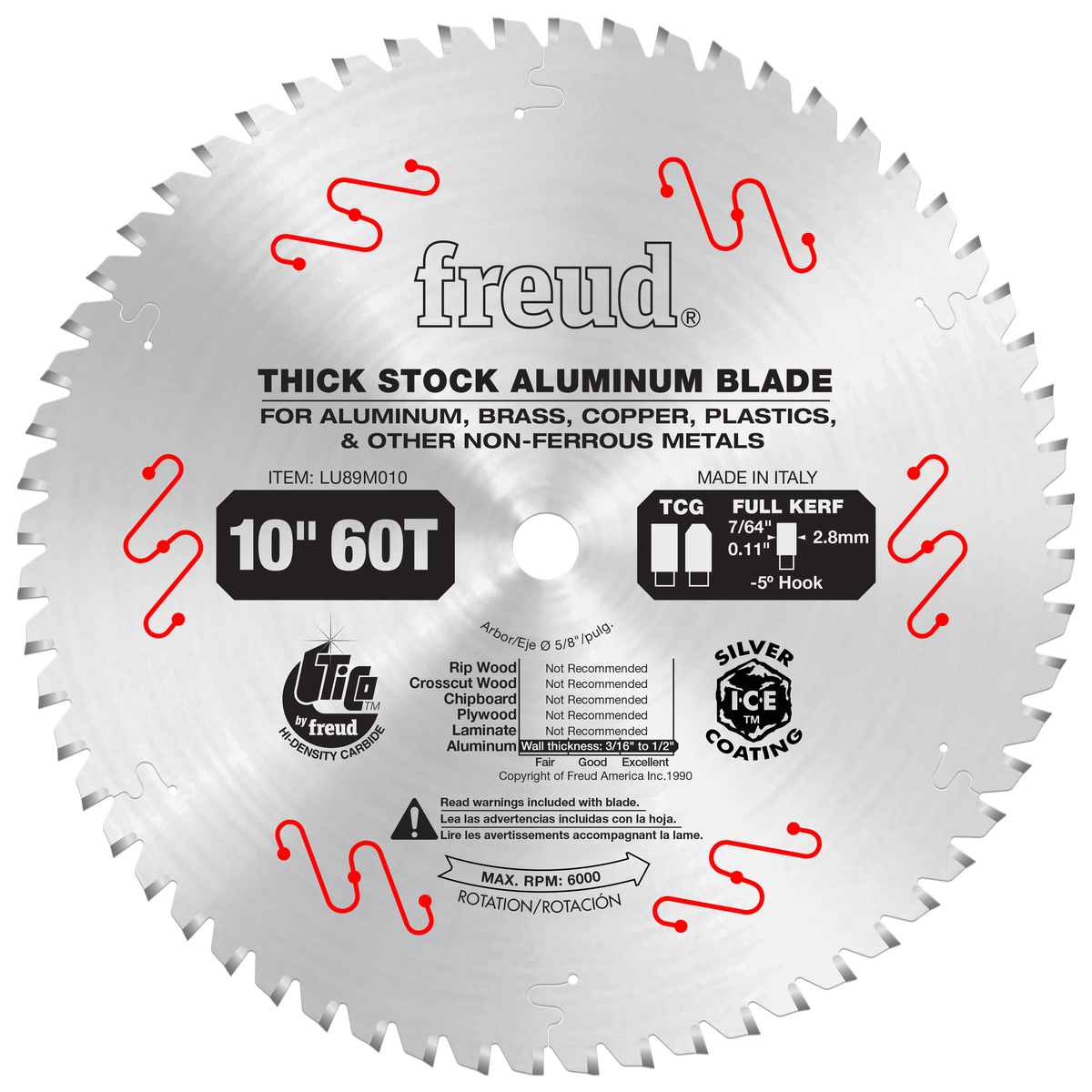 Freud LU89M010 10" Thick Stock Aluminum Metal Blade